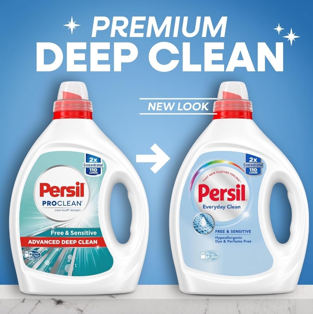 Persil Free & Sensitive Liquid Laundry Detergent, Unscented and Hypoallergenic for Sensitive Skin, Ultra Concentrated, 82.5 fl oz, 110 Loads - Customer Photo 1
