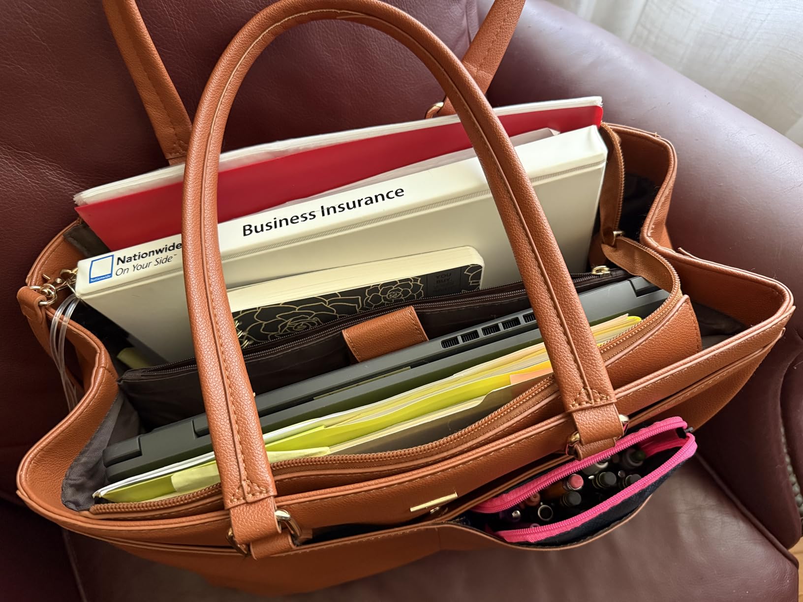 LOVEVOOK Laptop Tote Bag for Women 15.6 Inch Waterproof Leather Computer Bags Business Office Work Briefcase Black - Customer Photo 1