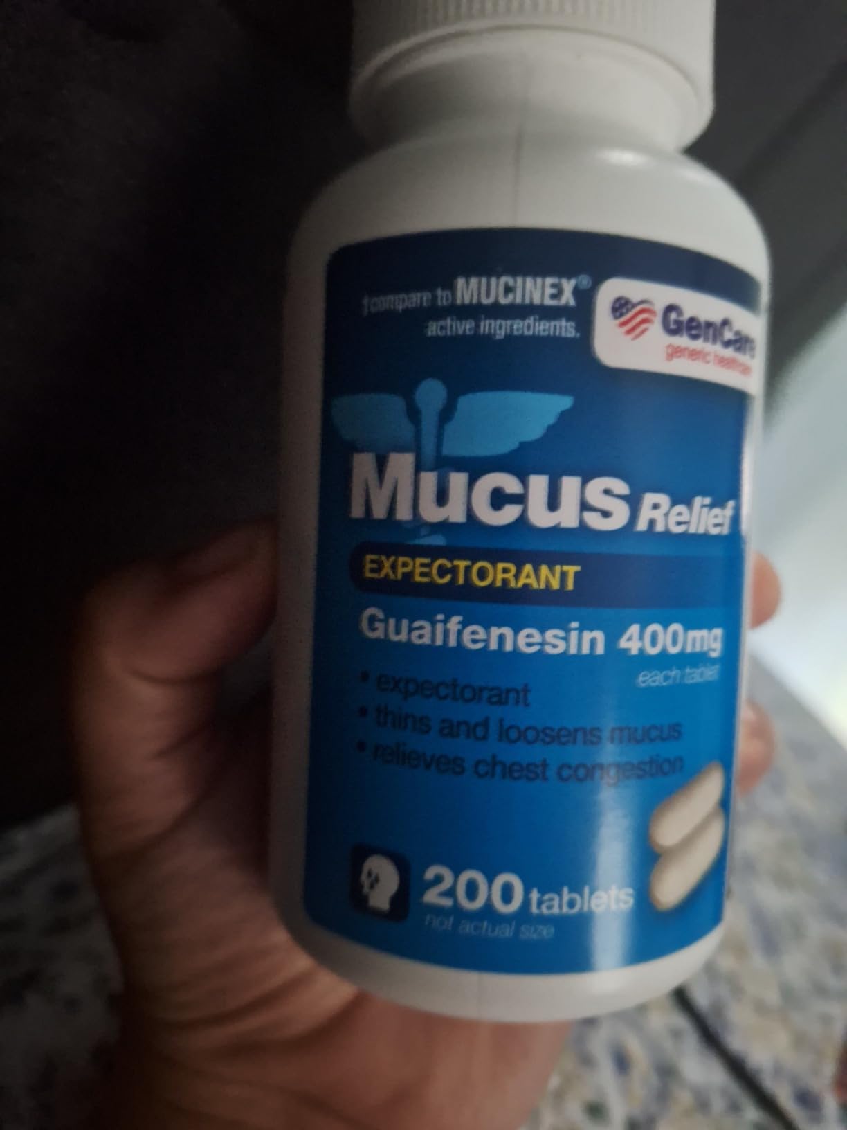 GenCare Mucus Relief Expectorant Guaifenesin 400 mg 200 Tablets Value Pack - Fast Acting Thinning of Mucus for Colds, Chest Congestion, Flu, Coughing and Allergies Customer Review GenCare Mucus Relief Expectorant Guaifenesin 400 mg 200 Tablets Value Pack - Fast Acting Thinning of Mucus for Colds, Chest Congestion, Flu, Coughing and Allergies - Customer Photo 3