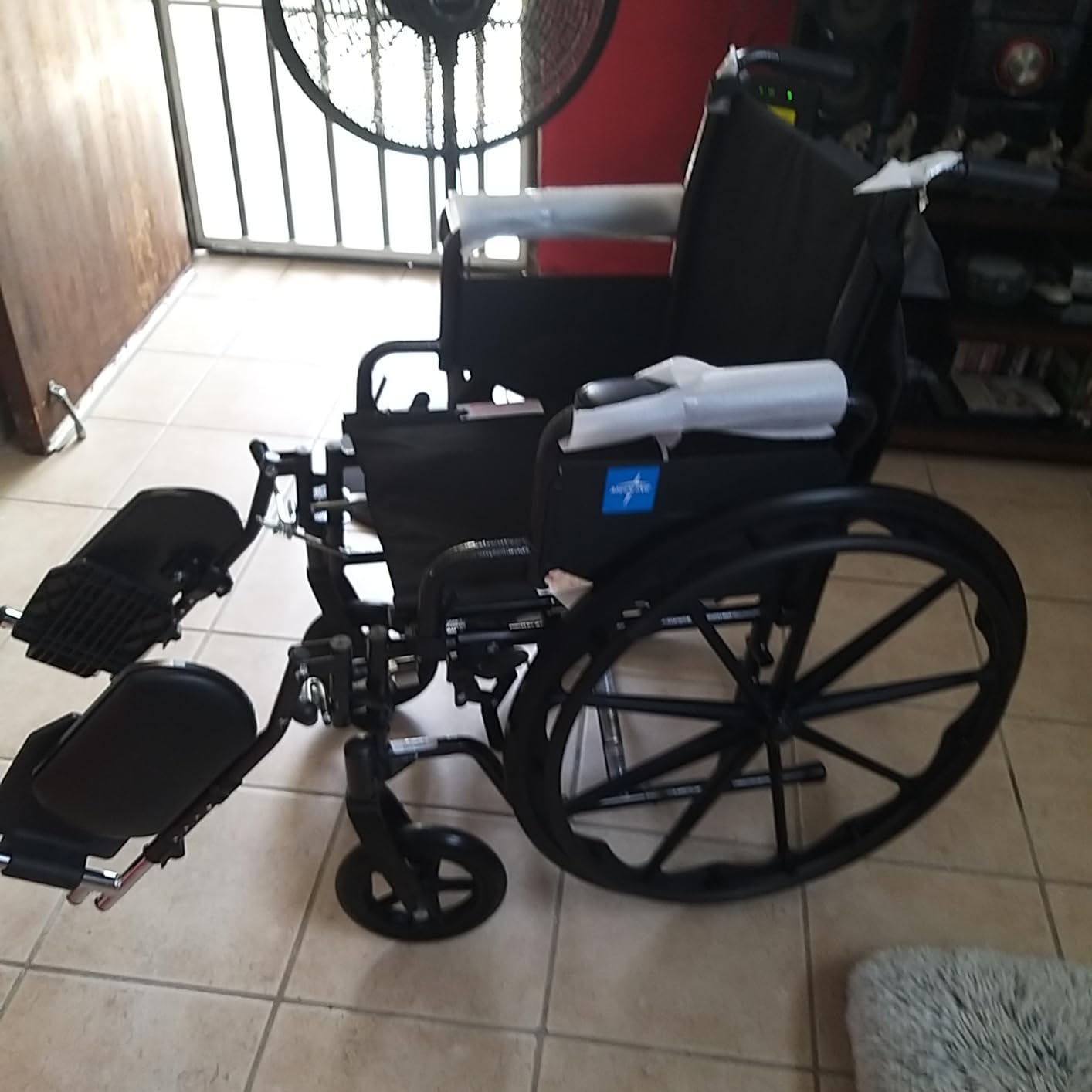 Medline Comfortable Folding Wheelchair with Swing-Back, Desk-Length Arms and Elevating Footrests, 20