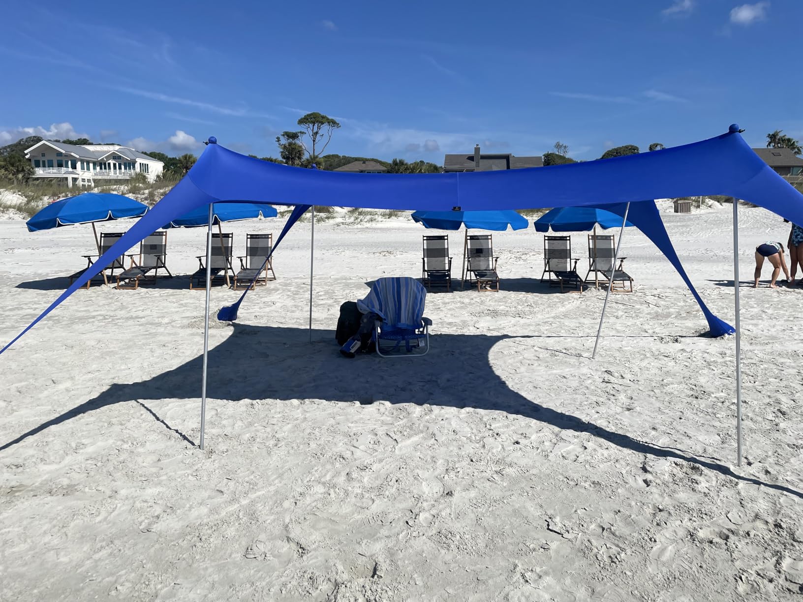 SUN NINJA Beach Tent Sun Shelter UPF50+ - Easy Pop Up Beach Canopy - Outdoor Shade for Camping Trips, Fishing, Backyard Fun Picnics - Sand Shovel, Ground Pegs & Stability Poles Customer Review SUN NINJA Beach Tent Sun Shelter UPF50+ - Easy Pop Up Beach Canopy - Outdoor Shade for Camping Trips, Fishing, Backyard Fun Picnics - Sand Shovel, Ground Pegs & Stability Poles - Customer Photo 4