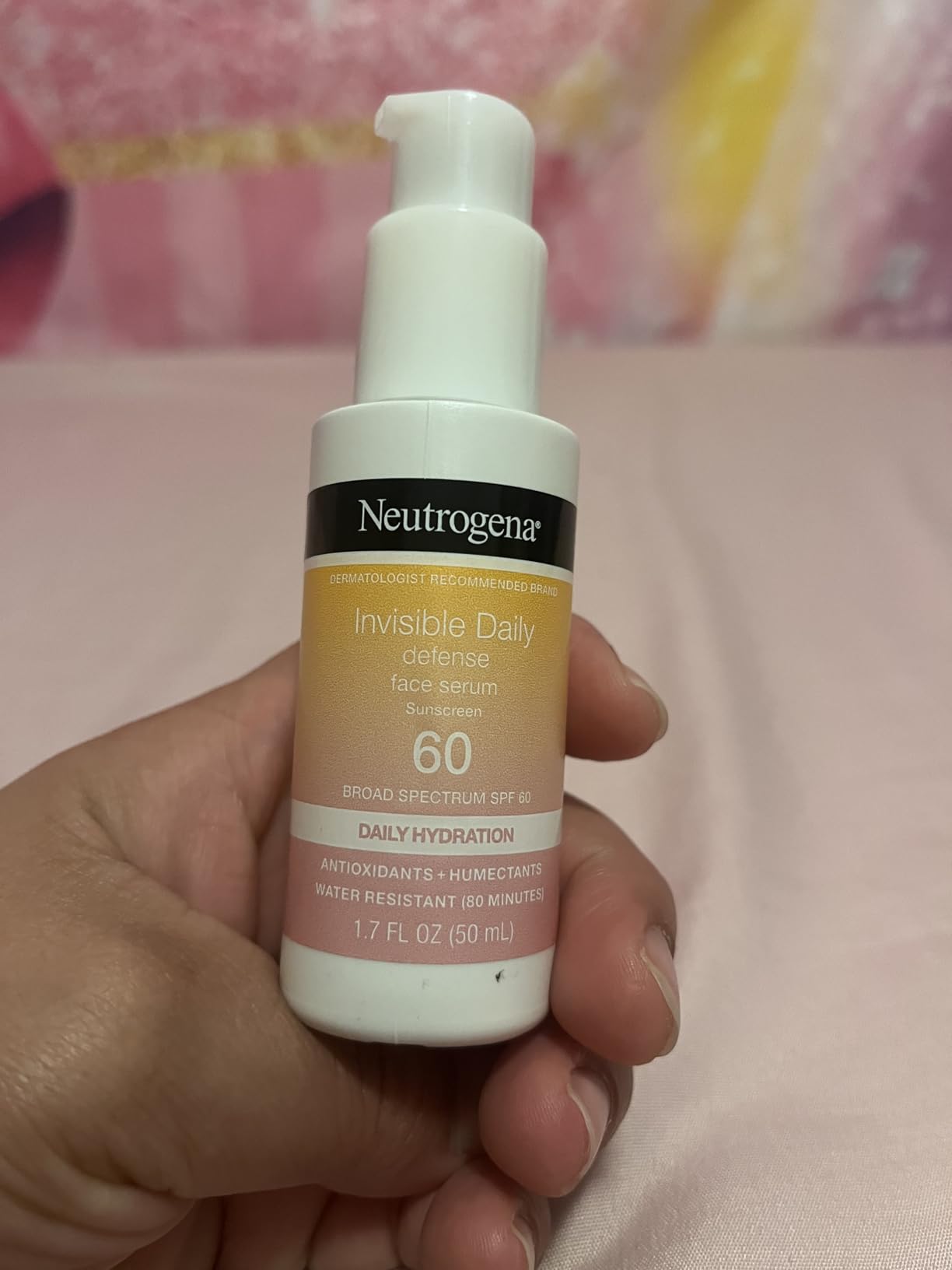Neutrogena Invisible Daily Defense Broad Spectrum SPF 60, Antioxidants for Skin Glow, Hydrating Face Sunscreen Serum, Water Resistant (80 minutes), Oil-Free, Fragrance Free, Non Comedogenic, 1.7 Fl Oz Customer Review Neutrogena Invisible Daily Defense Broad Spectrum SPF 60, Antioxidants for Skin Glow, Hydrating Face Sunscreen Serum, Water Resistant (80 minutes), Oil-Free, Fragrance Free, Non Comedogenic, 1.7 Fl Oz - Customer Photo 2