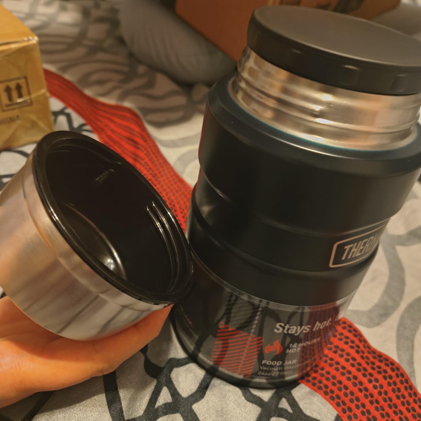 THERMOS Stainless King Vacuum-Insulated Food Jar, 24 Ounce, Midnight Blue Customer Review THERMOS Stainless King Vacuum-Insulated Food Jar, 24 Ounce, Midnight Blue - Customer Photo 1