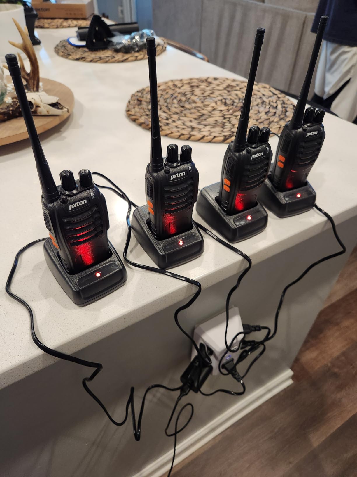 pxton Walkie Talkies Long Range for Adults with Earpieces,16 Channel Walky Talky Rechargeable Handheld Two Way Radios with Flashlight Li-ion Battery and Charger（4 Pack） - Customer Photo 2