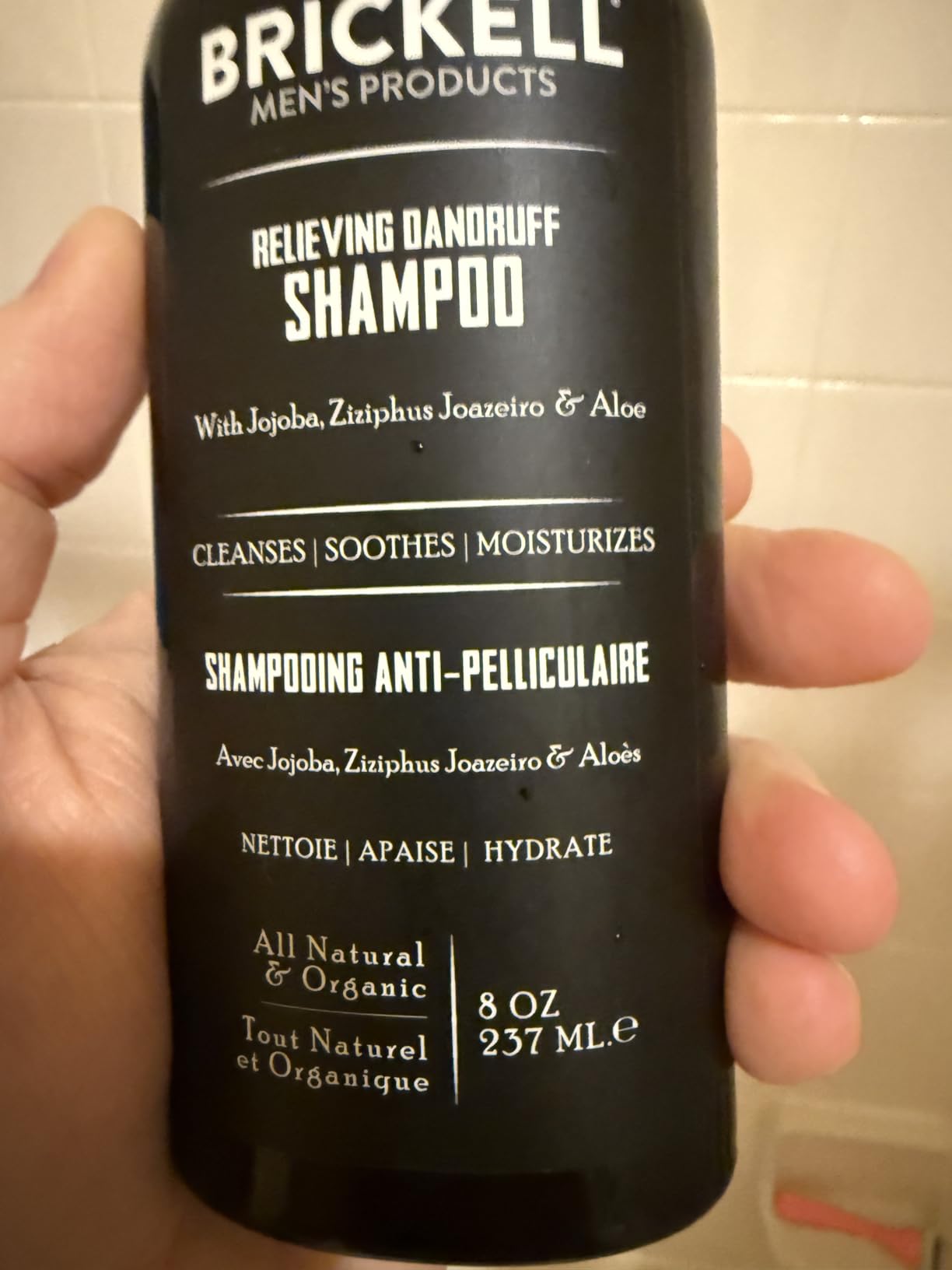 Brickell Men's Relieving Dandruff Shampoo For Men, Natural & Organic, Soothes and Eliminates Dandruff with Ziziphus Joazeiro, Aloe and Jojoba Oil (8 oz) - Customer Photo 1