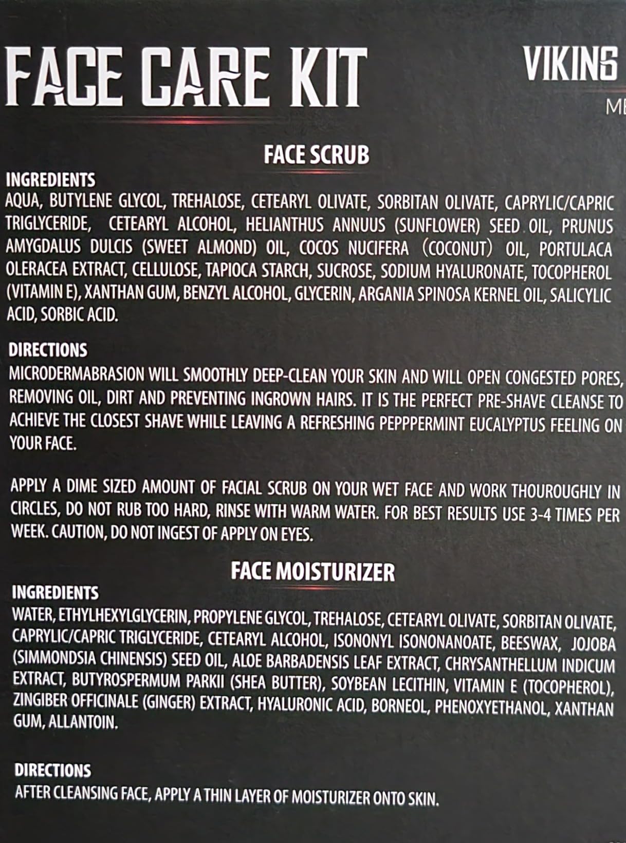 Viking Revolution Men's Facial Skin Care Kit - Includes Rejuvenating Face Moisturizer, Microdermabrasion Facial Scrub, Foaming Cleanser (5oz Each) and Eye Cream (1oz) Customer Review Viking Revolution Men's Facial Skin Care Kit - Includes Rejuvenating Face Moisturizer, Microdermabrasion Facial Scrub, Foaming Cleanser (5oz Each) and Eye Cream (1oz) - Customer Photo 2