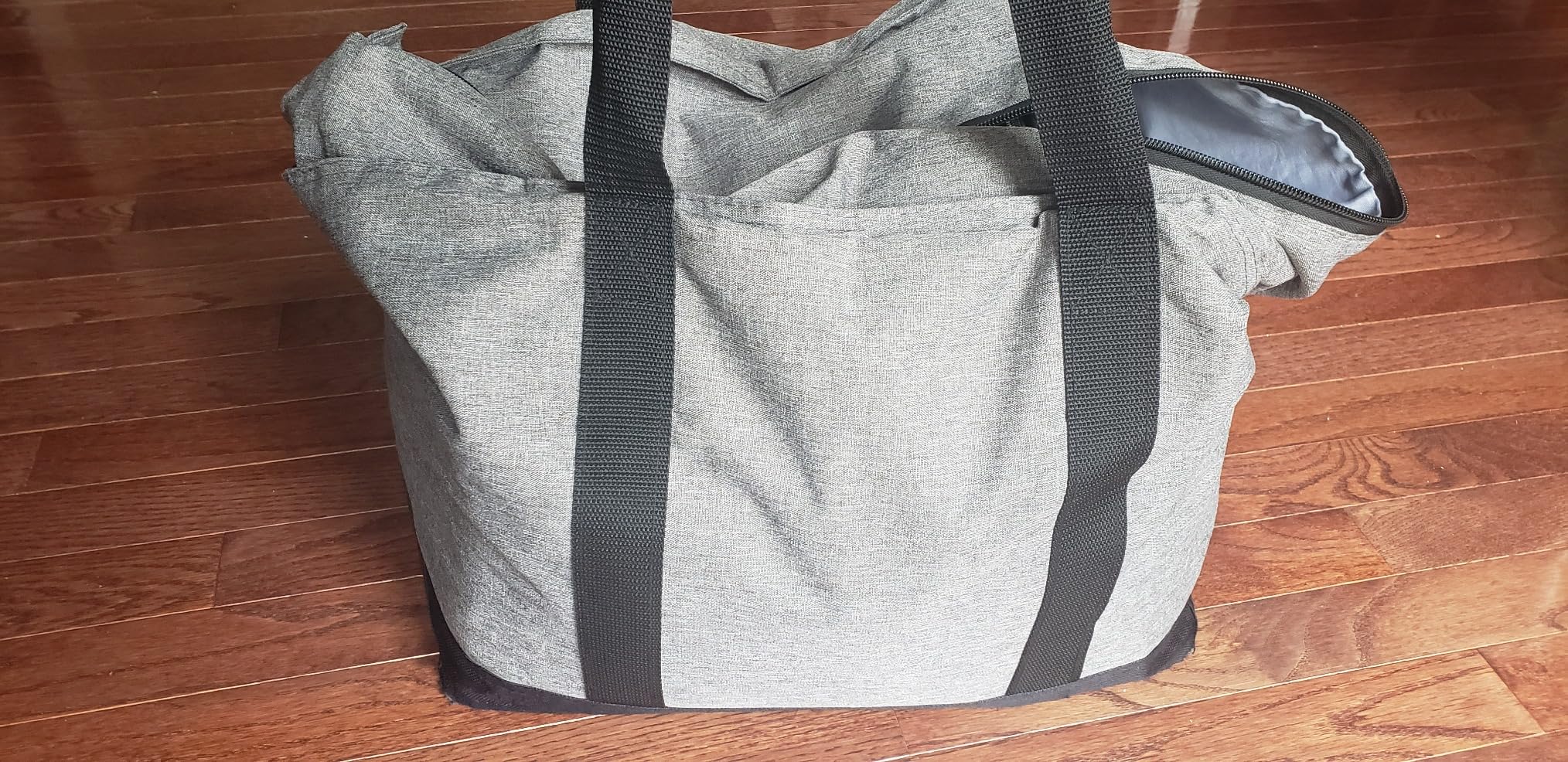 Extra Large Tote Bag for Women or Men with Zipper – Everyday Tote-Bag for Work, School, gym, Shopping, Teachers, Nurses – Canvas Style Travel Bag, Weekender Overnight Bag (Gray) - Customer Photo 1