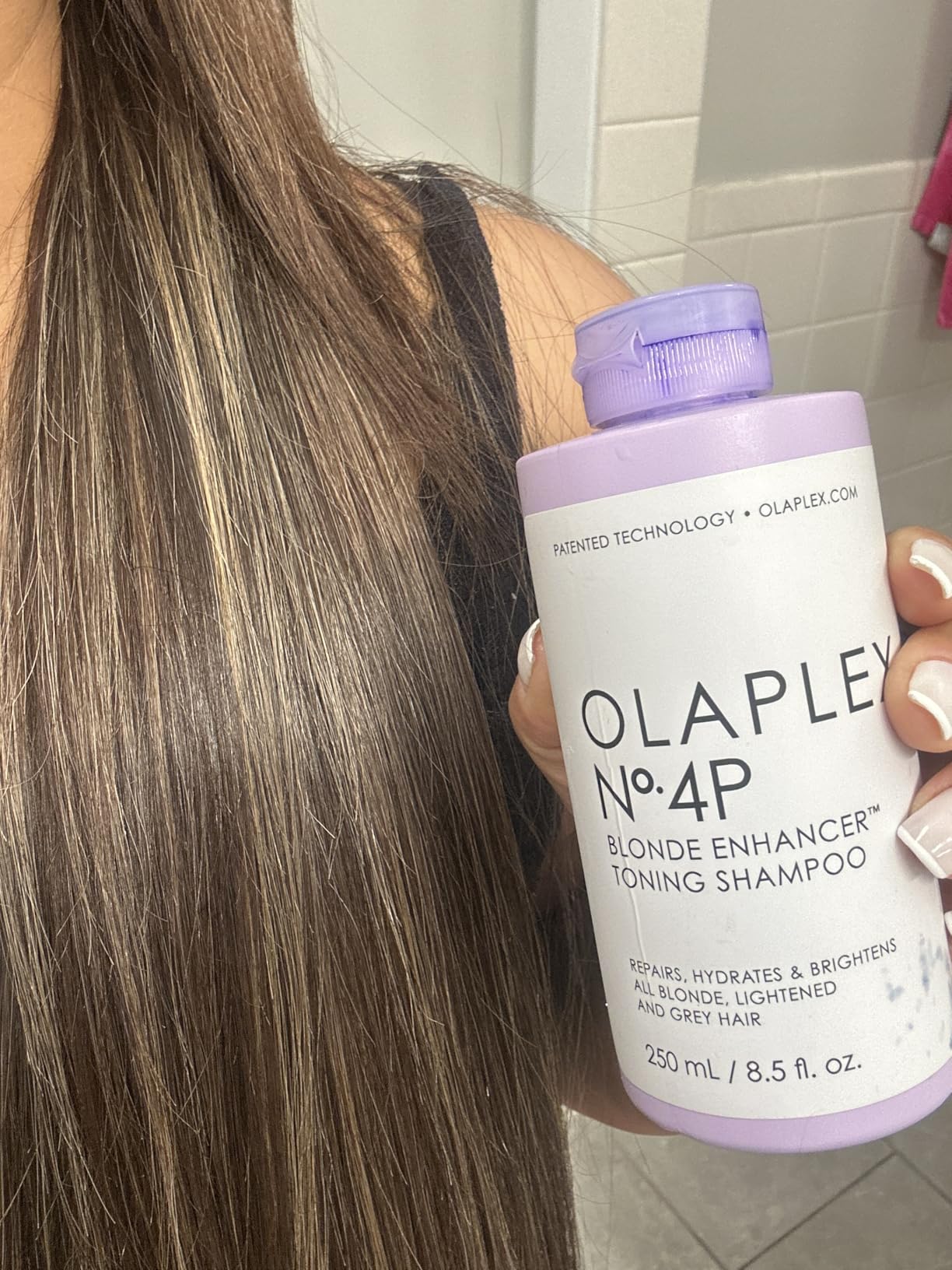 Olaplex No. 4P Blonde Enhancer Purple Toning Shampoo, Repairs, Hydrates, & Brightens All Blonde, Lightened, & Grey Hair - Customer Photo 2