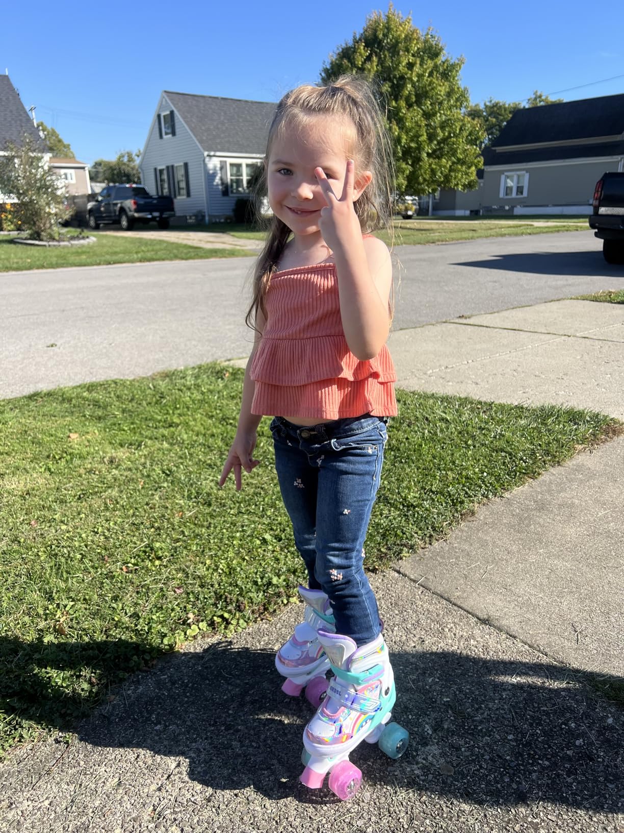 Girls Roller Skates for Kids Beginners 4 Size Adjustable Roller Skates, Light UP 8 Wheels for Girls Roller Skate Fun Illuminating Roller Skate for Kids Boys patines para niñas - Customer Photo 1