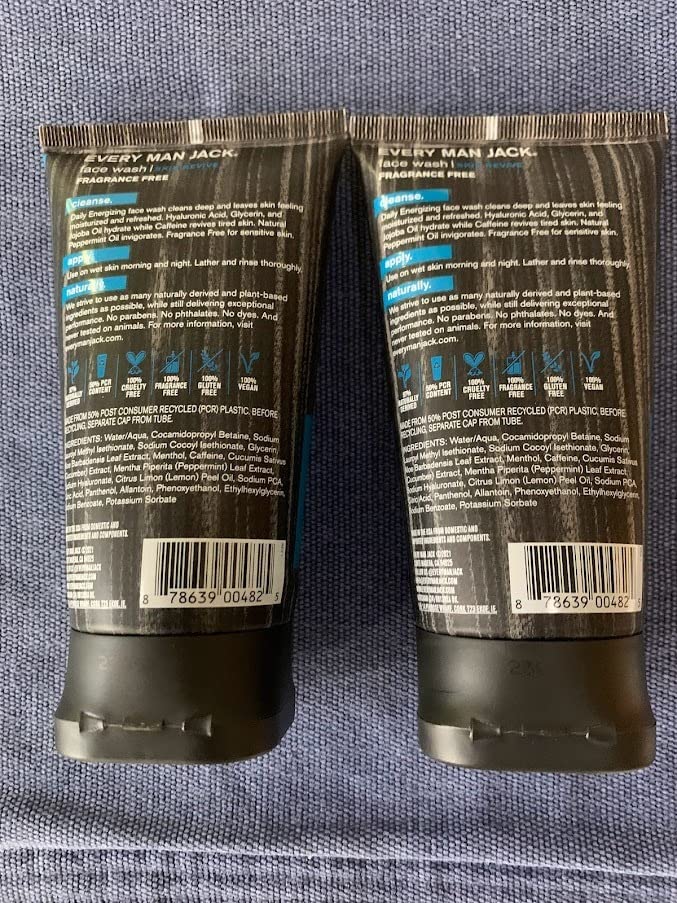 Every Man Jack Hydrating Face Wash for Men with Hyaluronic Acid & Niacinamide – Gently Removes Dirt and Oil, Revives Dry, Dull Skin – 5 fl oz (2 Pack) Customer Review Every Man Jack Hydrating Face Wash for Men with Hyaluronic Acid & Niacinamide – Gently Removes Dirt and Oil, Revives Dry, Dull Skin – 5 fl oz (2 Pack) - Customer Photo 2