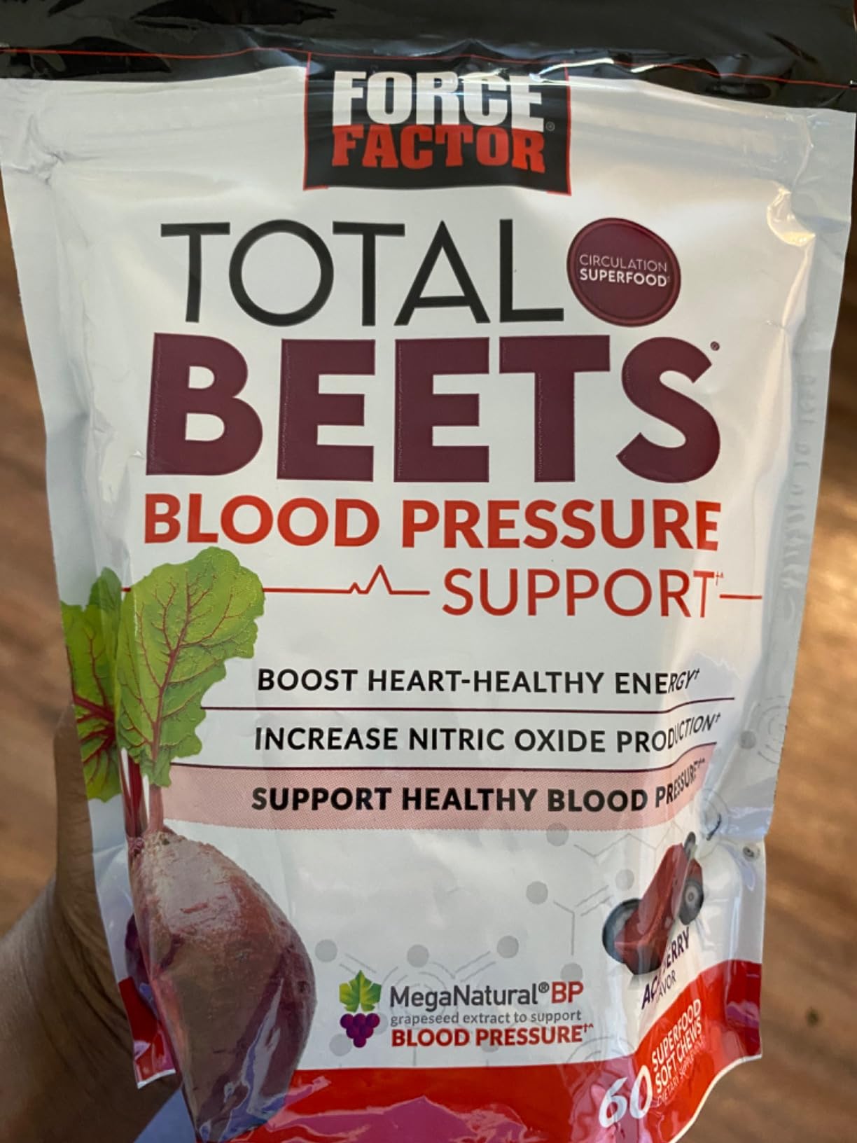 Force Factor Total Beets Blood Pressure Support Supplements with Beet Powder, Great-Tasting Beets Chewables for Heart-Healthy Energy, and Increased Nitric Oxide, 60 Chews - Customer Photo 2
