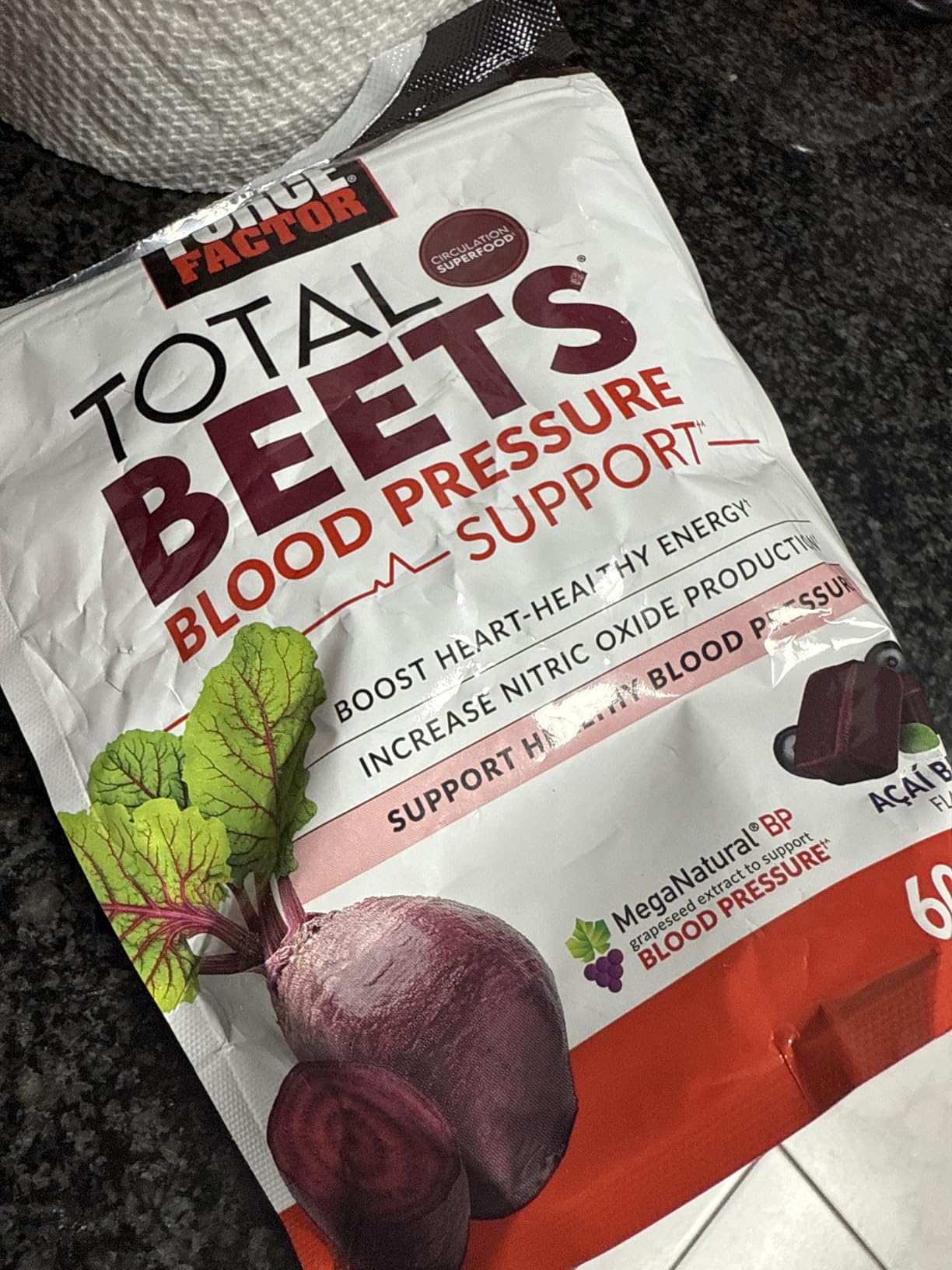 Force Factor Total Beets Blood Pressure Support Supplements with Beet Powder, Great-Tasting Beets Chewables for Heart-Healthy Energy, and Increased Nitric Oxide, 60 Chews - Customer Photo 4