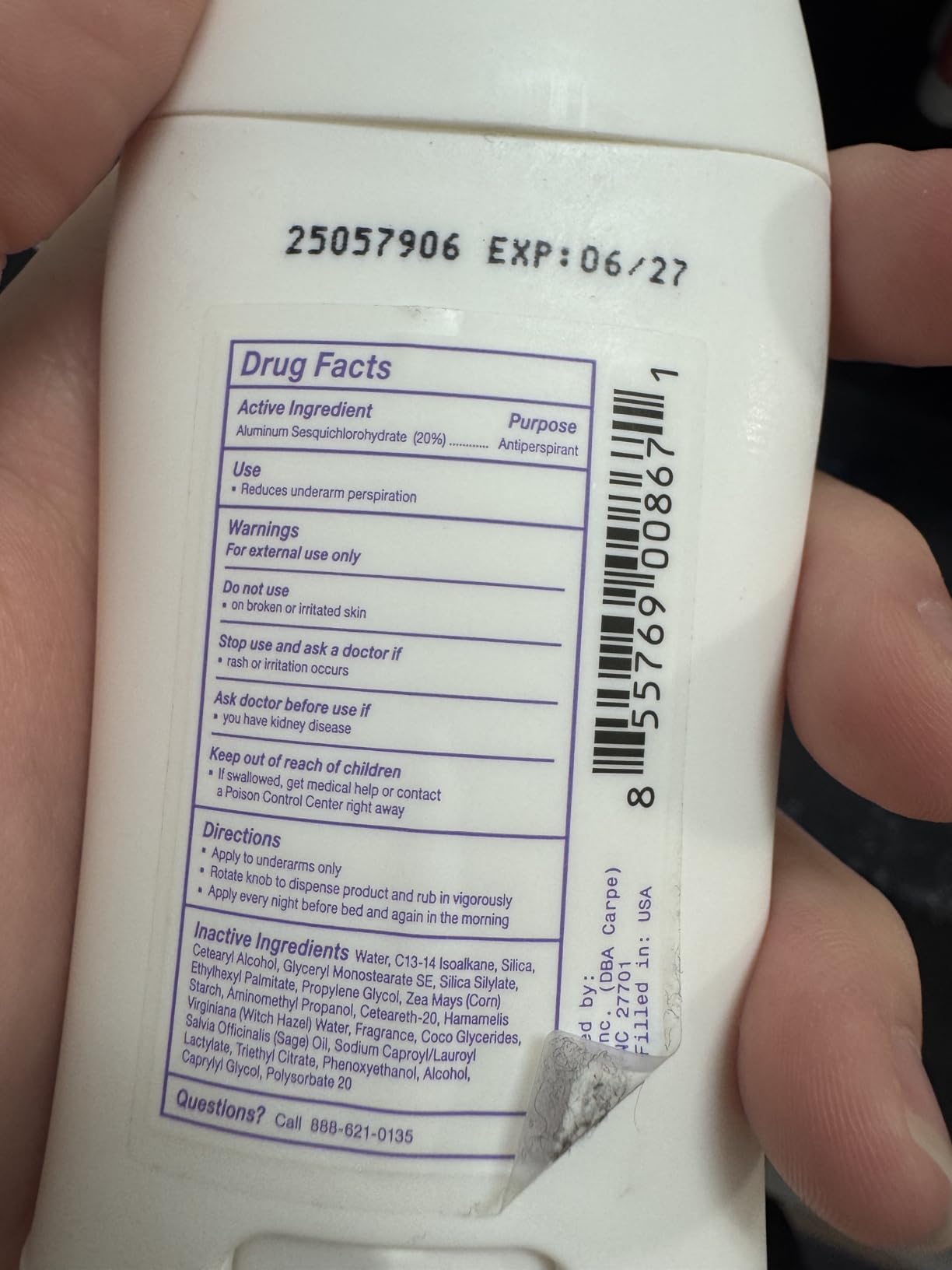 Carpe Underarm Antiperspirant Deodorant for Men and Women - 100 Hour Sweat & Odor Control - Clinical Strength Deodorant - Mountain Breeze customer photo 1