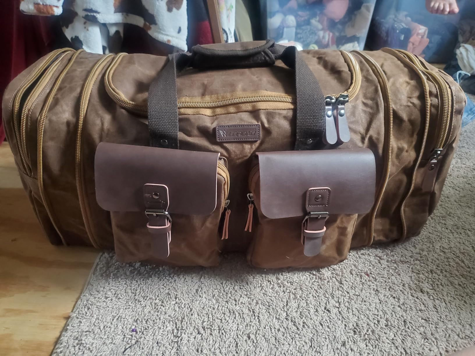 Wildroad Waxed Canvas Duffle Bag - 50L Waterproof Weekender Overnight Travel Bag - Customer Photo 3