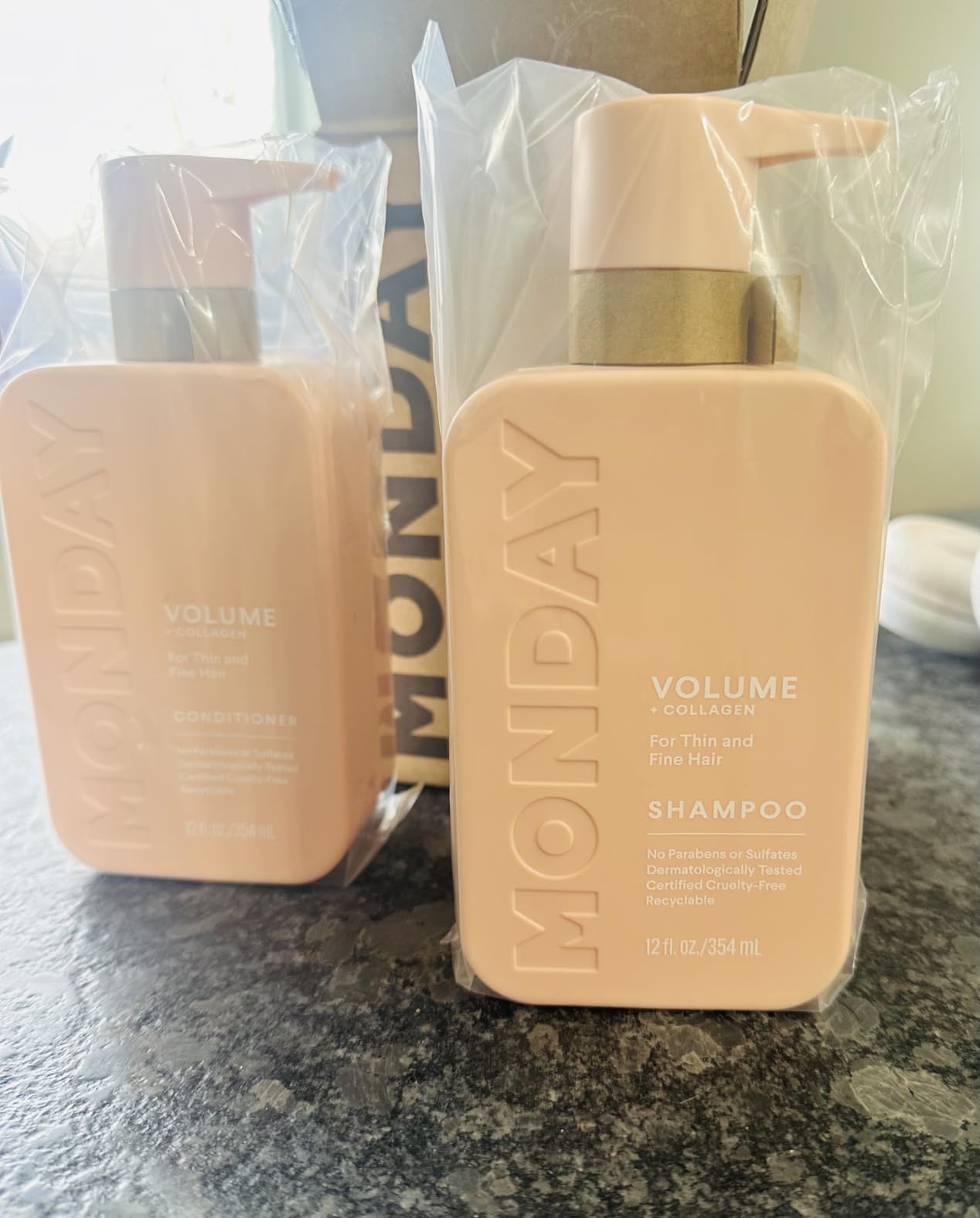 MONDAY HAIRCARE Volume Shampoo + Conditioner Set (2 Count) 12 oz. For Thin, Fine, and Oily Hair Made with Coconut Oil, Ginger Extract, and Vitamin E 100% Recyclable Bottle Customer Review MONDAY HAIRCARE Volume Shampoo + Conditioner Set (2 Count) 12 oz. For Thin, Fine, and Oily Hair Made with Coconut Oil, Ginger Extract, and Vitamin E 100% Recyclable Bottle - Customer Photo 1