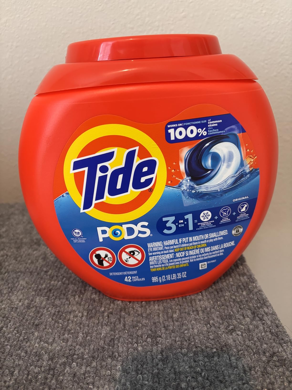 Tide PODS Laundry Detergent Pacs, 3-in-1 Stain Remover, Odor Fighter, Color Protector, 76 Count, HE compatible, Original Scent Customer Review Tide PODS Laundry Detergent Pacs, 3-in-1 Stain Remover, Odor Fighter, Color Protector, 76 Count, HE compatible, Original Scent - Customer Photo 1