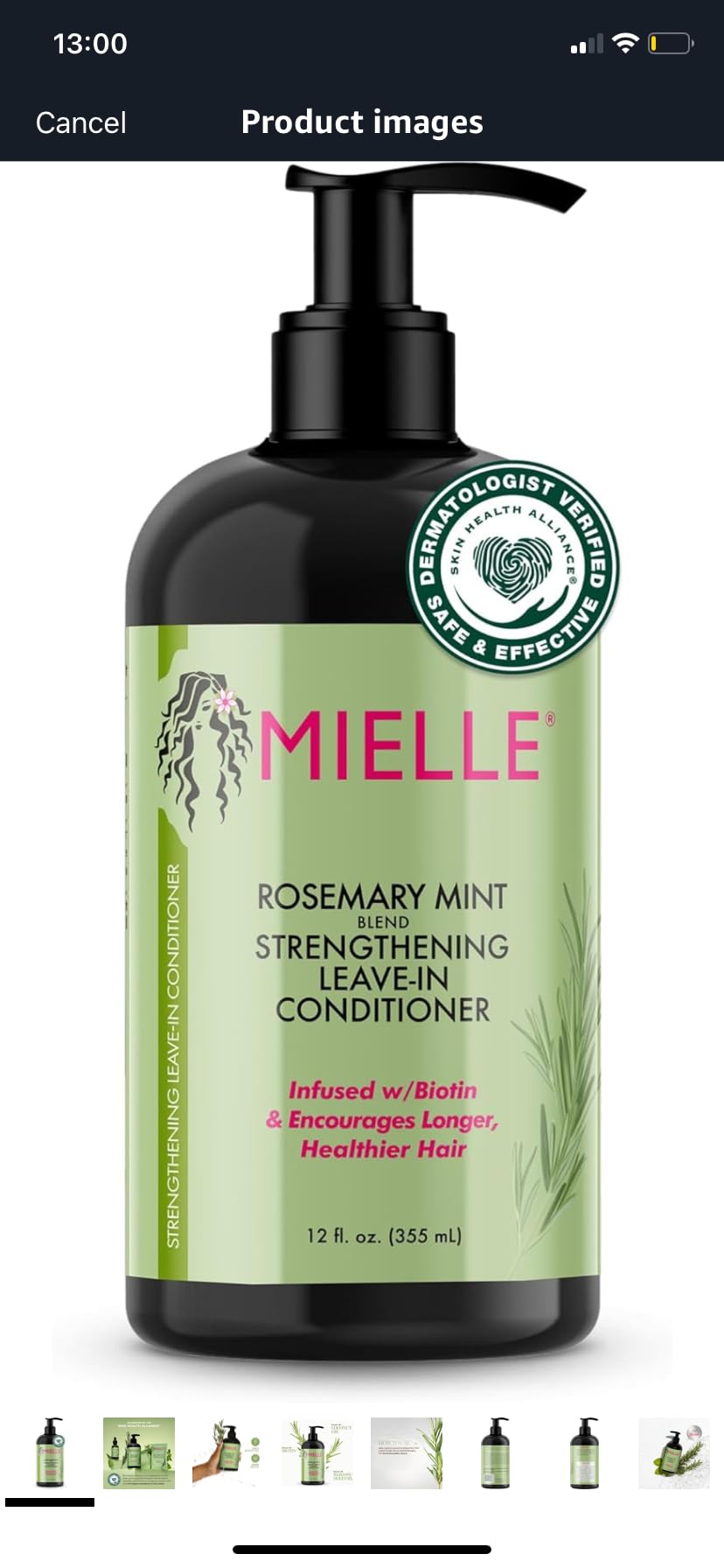 Mielle Organics Rosemary Mint Strengthening Leave In Conditioner for Curly Hair - Hydrating Hair Moisturizer Infused with Biotin to Soften, Protect & Boost Shine (12 Oz) Customer Review Mielle Organics Rosemary Mint Strengthening Leave In Conditioner for Curly Hair - Hydrating Hair Moisturizer Infused with Biotin to Soften, Protect & Boost Shine (12 Oz) - Customer Photo 2