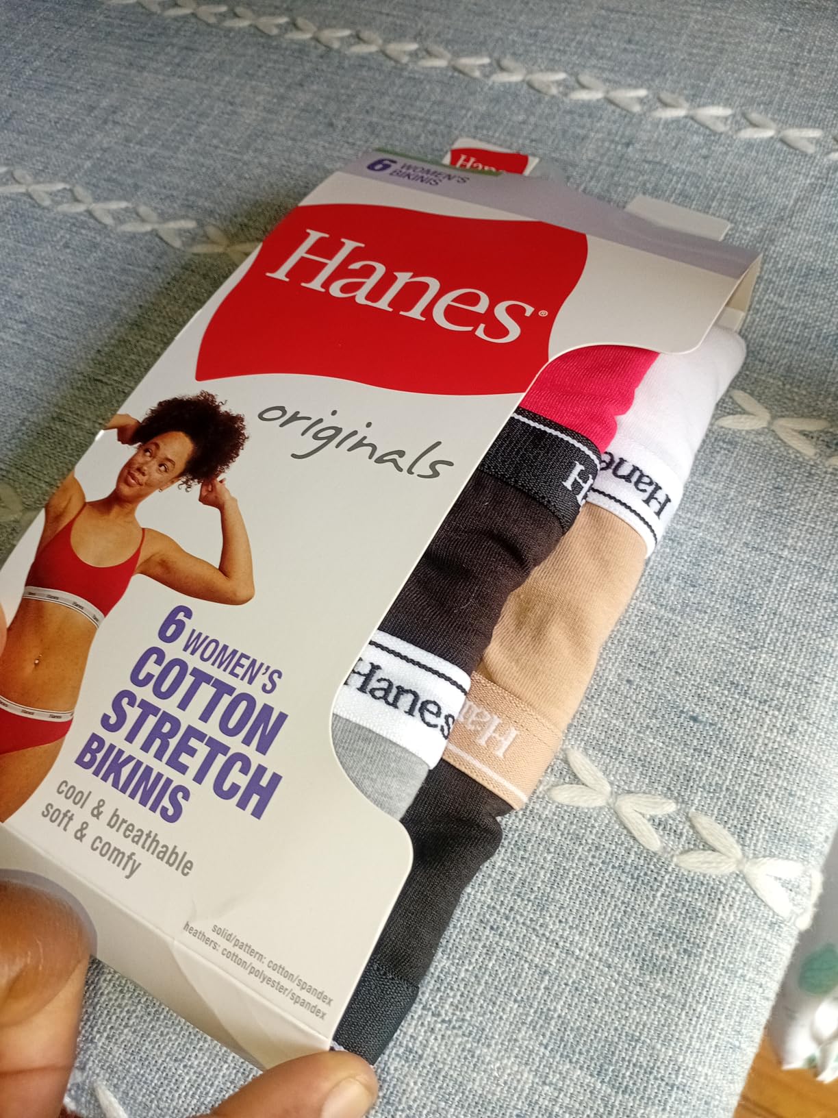Hanes Women's Originals Bikini Panties, Breathable Stretch Cotton Underwear, Assorted, 6-pack customer photo 1