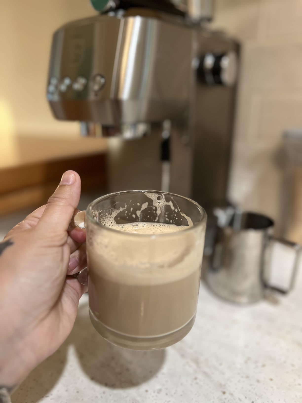 CASABREWS 3700 Essential Espresso Machine 20 Bar, Stainless Steel Cappuccino & Latte Machine with Steam Frother for Home, 43.9oz Water Tank, Silver - Customer Photo 1