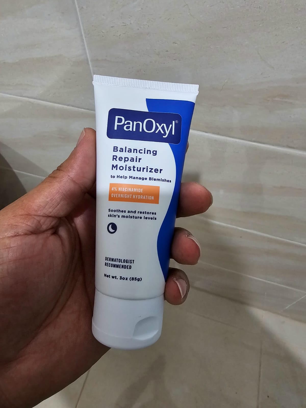 PanOxyl PM Balancing Repair Moisturizer with Niacinamide, Ceramides and Cica, Hydrating Face Moisturizer, Acne Prone Skin and Dry Skin, Non-Comedogenic Night Face Moisturizer, 3 oz - Customer Photo 2