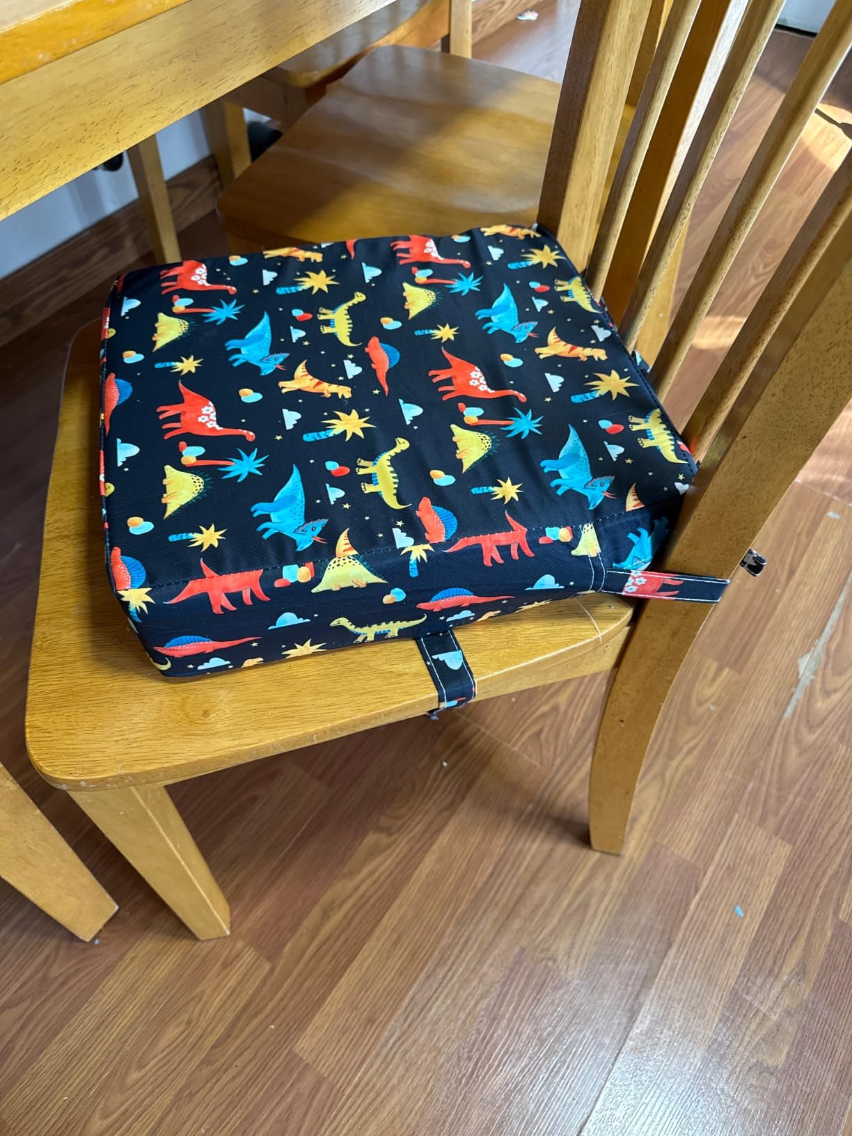 Toddler Booster Seat for Dining Table, Washable Thick Strong Support Portable Booster Chair for Toddlers Eating, Easy Cleaning Booster Seat Cushion Detachable with Adjustable Straps (Dark Grey) - Customer Photo 5