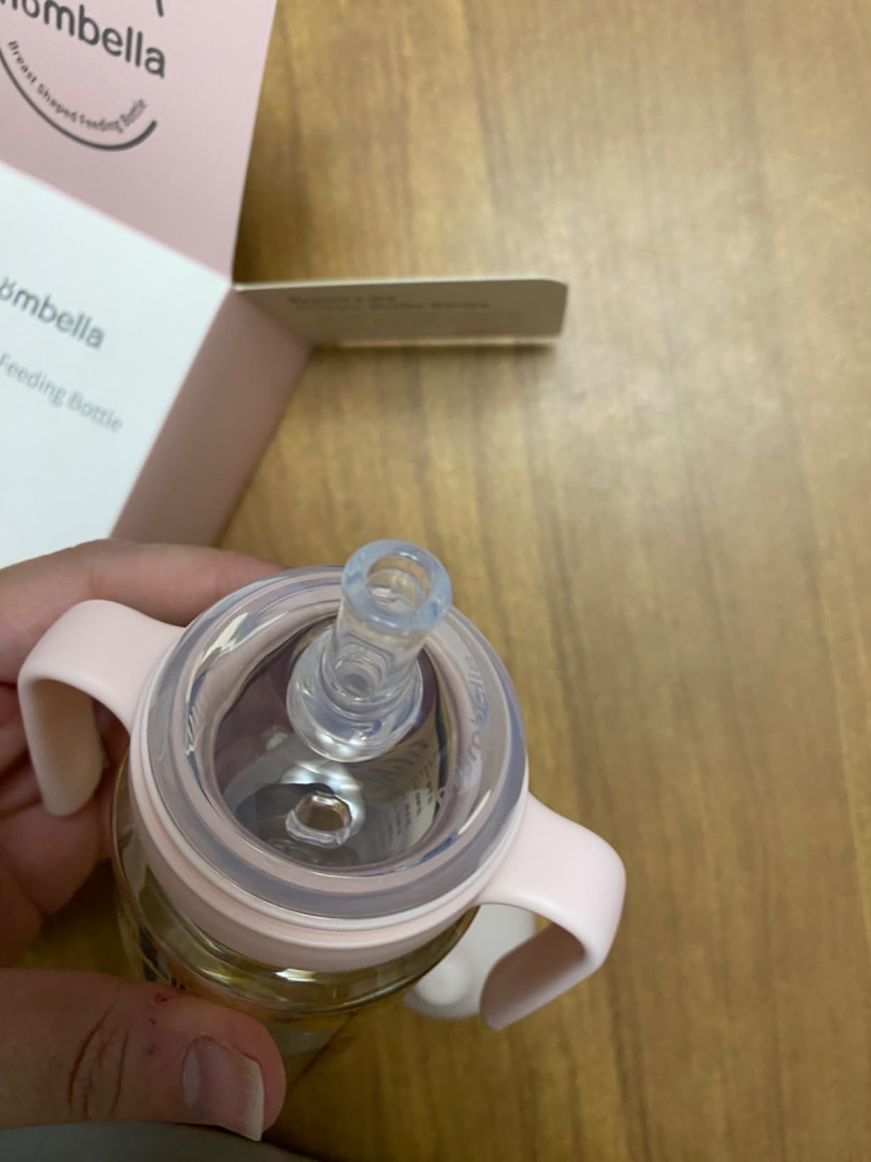 Mombella 2-in-1 Baby Bottle & Straw Cup with Handle, PPSU Toddler Water Bottle, Soft Silicone Fast Flow Nipple, BPA Free Transition Cup for 6 Months+, 10oz, Ivory - Customer Photo 2