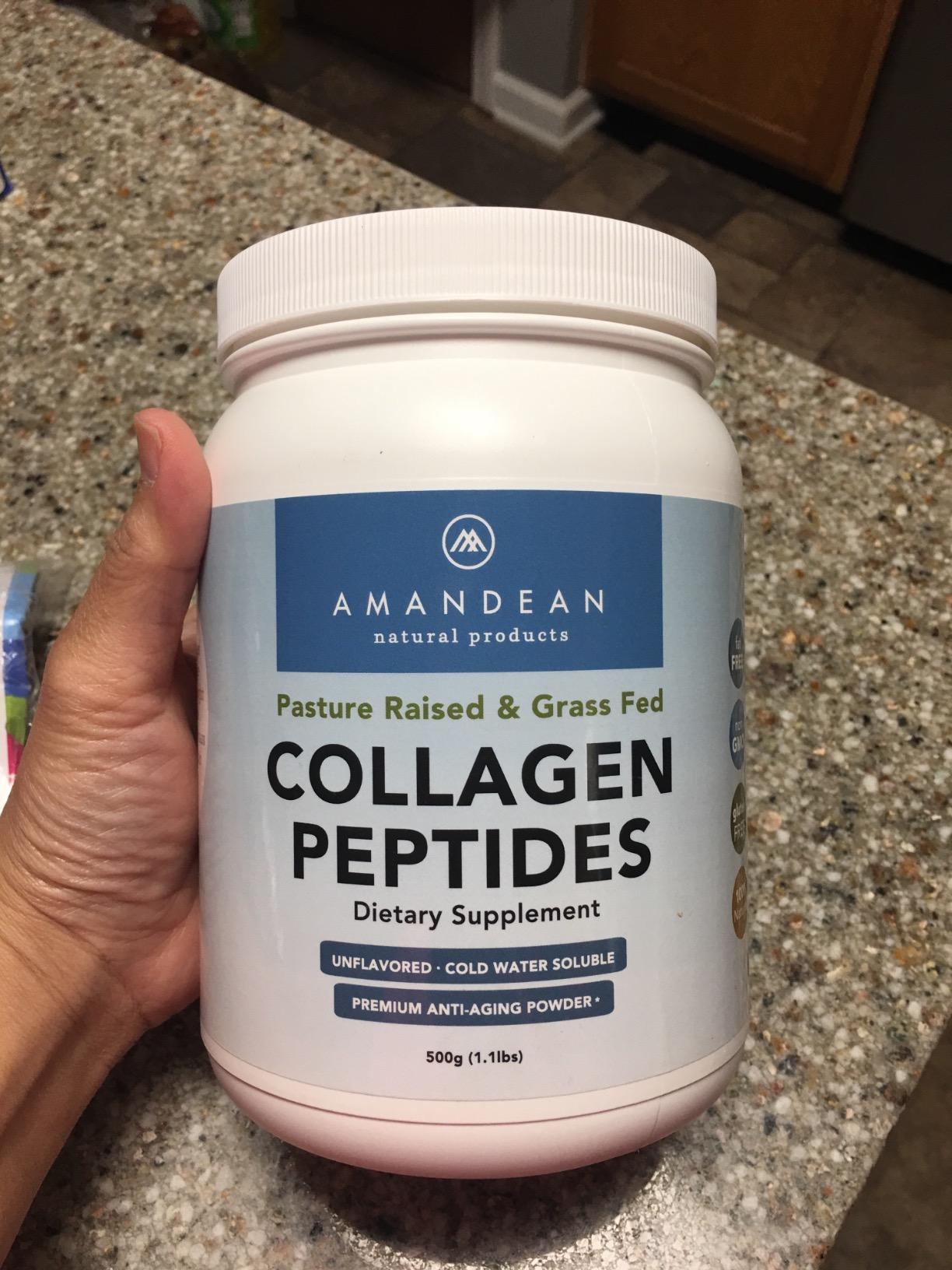 AMANDEAN Collagen Peptides Powder (17.6oz). Grass-Fed Hydrolyzed Protein Supplement. Promotes Healthy Joints, Skin, Hair, Nails. Unflavored & Easy to Mix. - Customer Photo 2