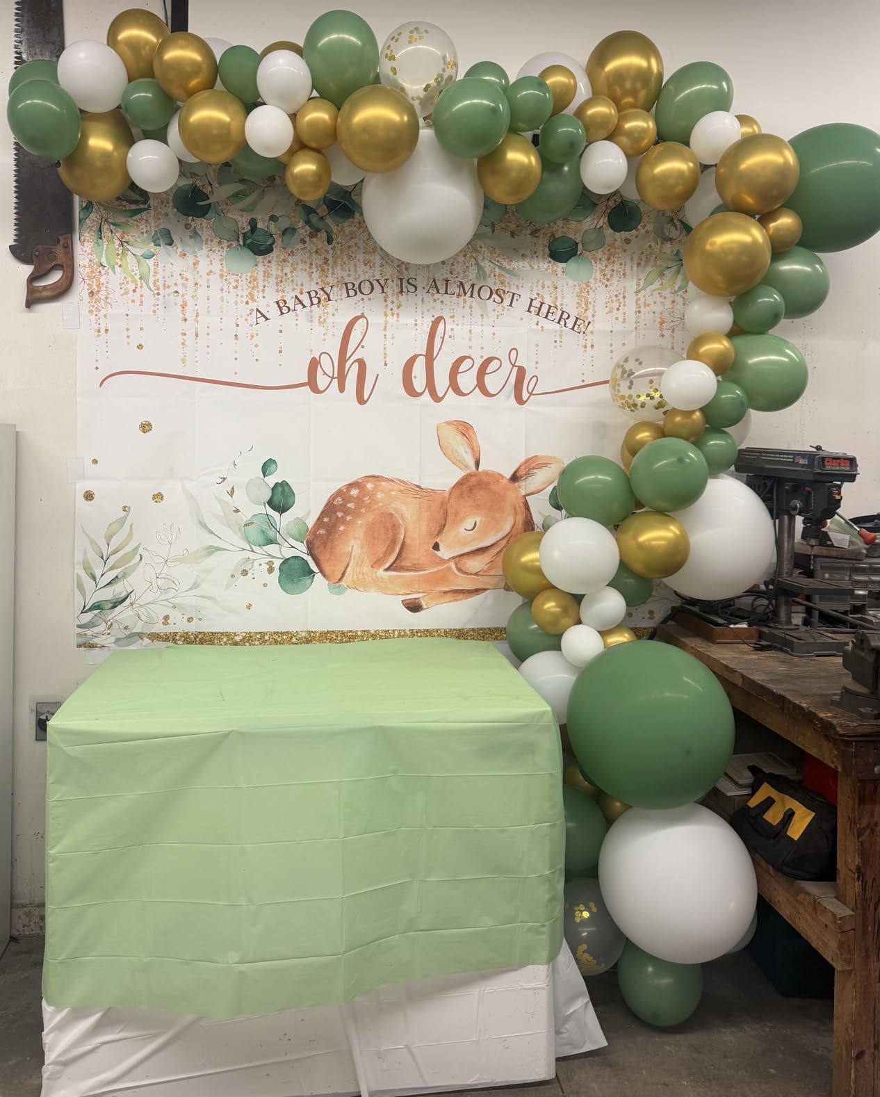 Sage Green White Gold Balloon Garland Arch Kit, 146Pcs Latex Balloons Different Sizes 18 12 10 5 Inch for Birthday Baby Shower Gender Reveal Wedding Party Decoration Customer Review Sage Green White Gold Balloon Garland Arch Kit, 146Pcs Latex Balloons Different Sizes 18 12 10 5 Inch for Birthday Baby Shower Gender Reveal Wedding Party Decoration - Customer Photo 5