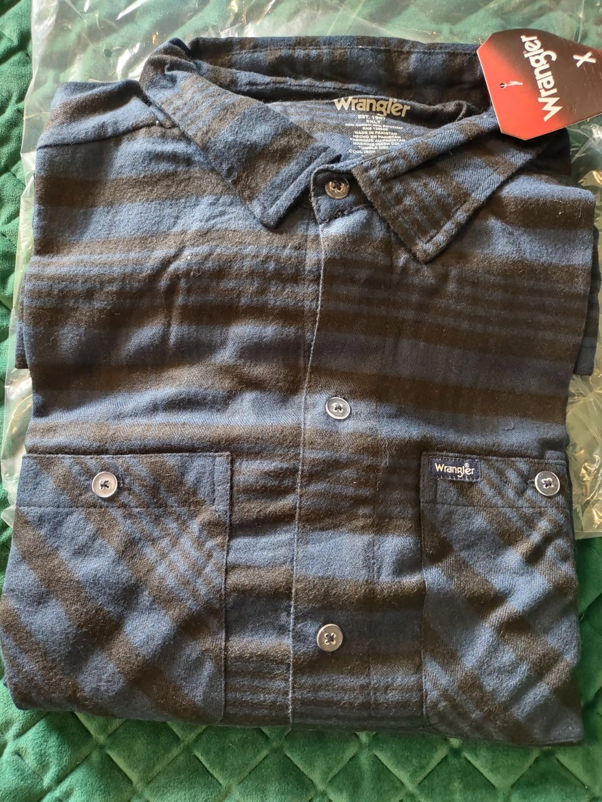 Wrangler Big and Tall Flannel Shirt for Men – Mens Button Down Plaid Shirt Blue - Customer Photo 1