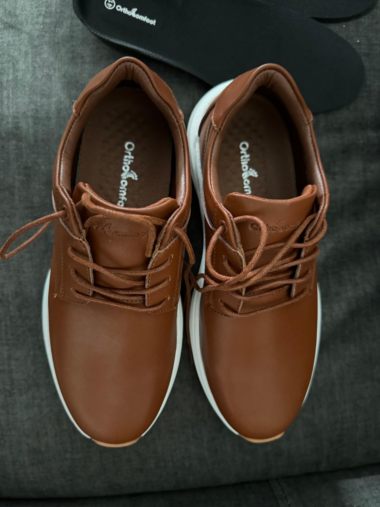 OrthoComfoot Men's Orthopedic Leather Dress Walking Shoes: Comfortable Arch Support Business Work Oxfords for Plantar Fasciitis, Orthotic Casual Thick Sole Sneakers for Foot and Heel Pain Relief Customer Review OrthoComfoot Men's Orthopedic Leather Dress Walking Shoes: Comfortable Arch Support Business Work Oxfords for Plantar Fasciitis, Orthotic Casual Thick Sole Sneakers for Foot and Heel Pain Relief - Customer Photo 1