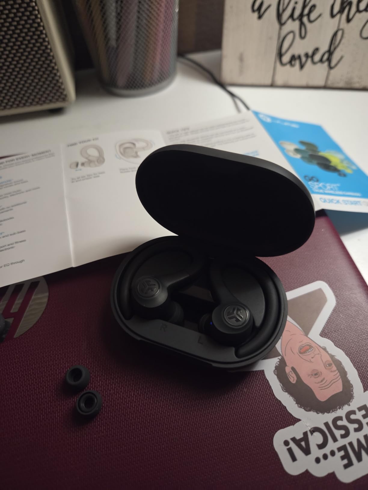 JLab Go Sport+ Wireless Workout Earbuds Featuring C3 Clear Calling, Secure Earhook Sport Design, 35+ Hour Bluetooth Playtime, and 3 EQ Sound Settings (Graphite) - Customer Photo 1