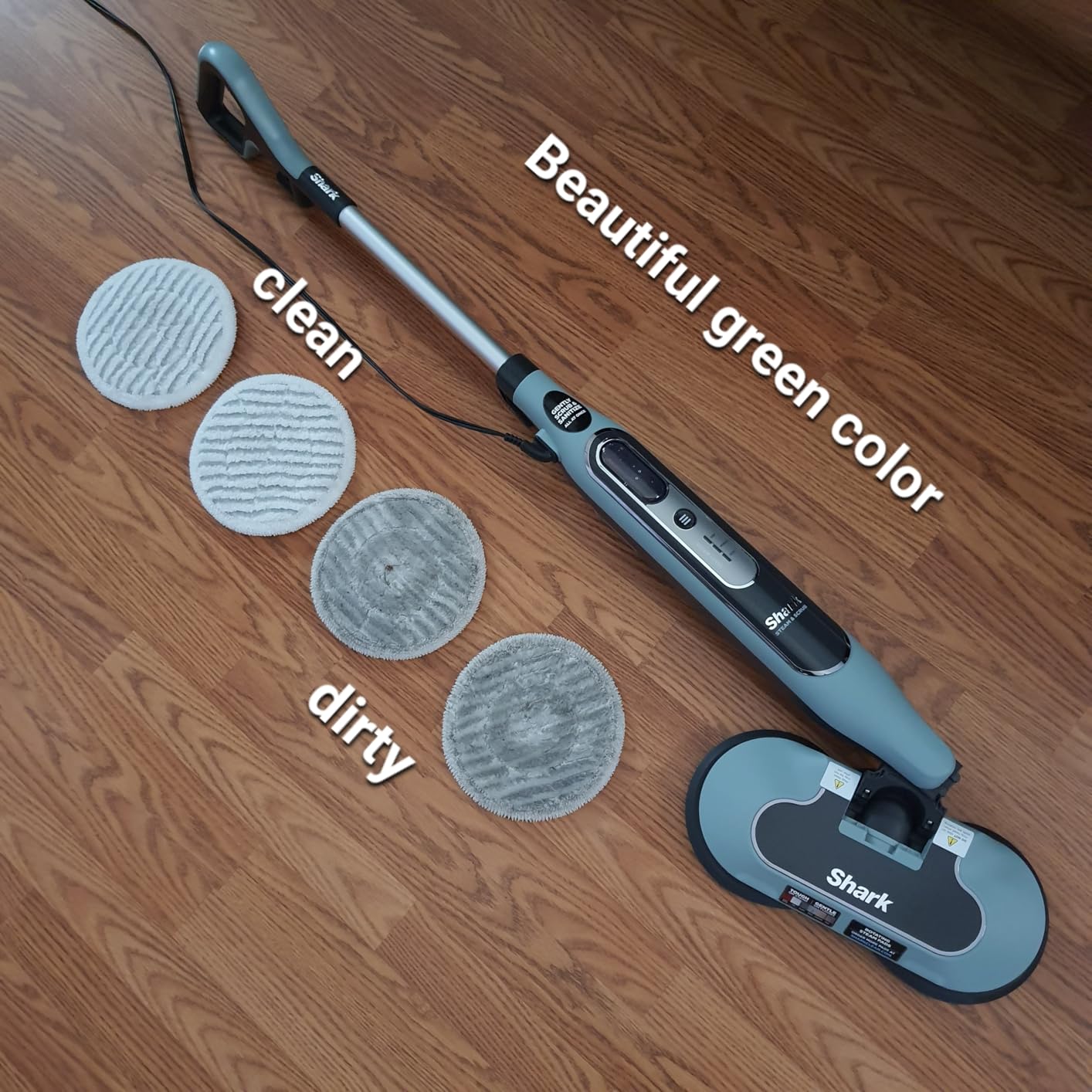 Shark Steam & Scrub Steam Mop, All-in-One Scrubbing and Sanitizing Hard Floor Cleaner, LED Headlights, 4 Dirt Grip Soft Scrub Pads Included, XL Water Tank, Swivel Steering, Hawaiian Grey, S8001 - Customer Photo 1