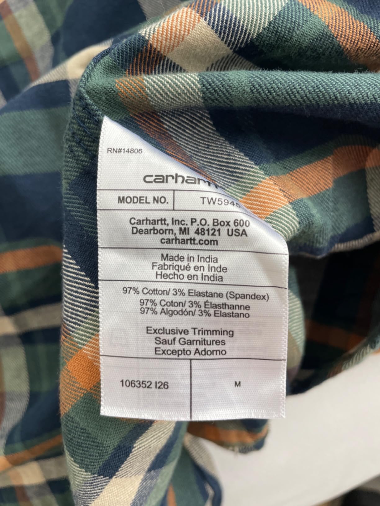Carhartt Men's Rugged Flex Relaxed Fit Midweight Flannel Long-Sleeve Plaid Shirt - Customer Photo 2