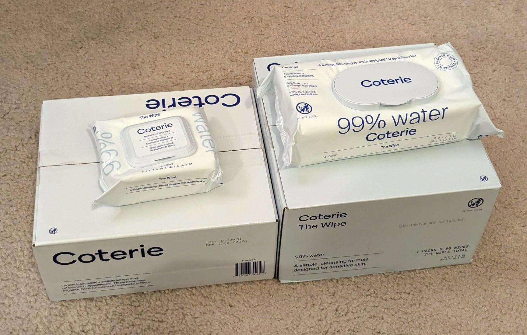 Coterie Baby Wipes for Sensitive Skin, Plant-Based and Plastic-Free Fibers, 99% Water, Hypoallergenic, pH Balanced, Unscented, Clean and Gentle Baby Essentials, 8 Pack, 448 Count Customer Review Coterie Baby Wipes for Sensitive Skin, Plant-Based and Plastic-Free Fibers, 99% Water, Hypoallergenic, pH Balanced, Unscented, Clean and Gentle Baby Essentials, 8 Pack, 448 Count - Customer Photo 2