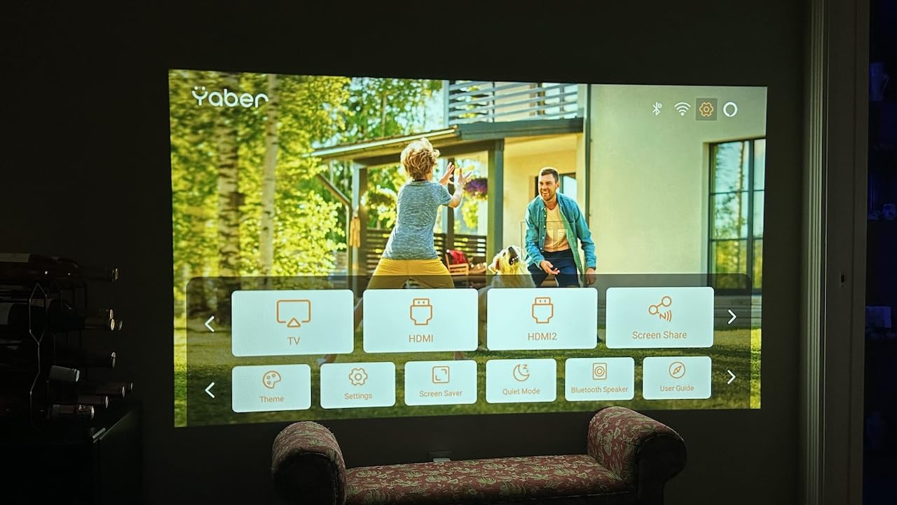 Yaber PROJECTOR K3 1000 ISO Lumens Smart Projector with GTV, 30W Speaker Sound by JBL, Dolby Audio, Home/Outdoor Movie Projector with WiFi6 and Bluetooth, Auto Screen Adaptation,Netflix 7000+app - Customer Photo 2