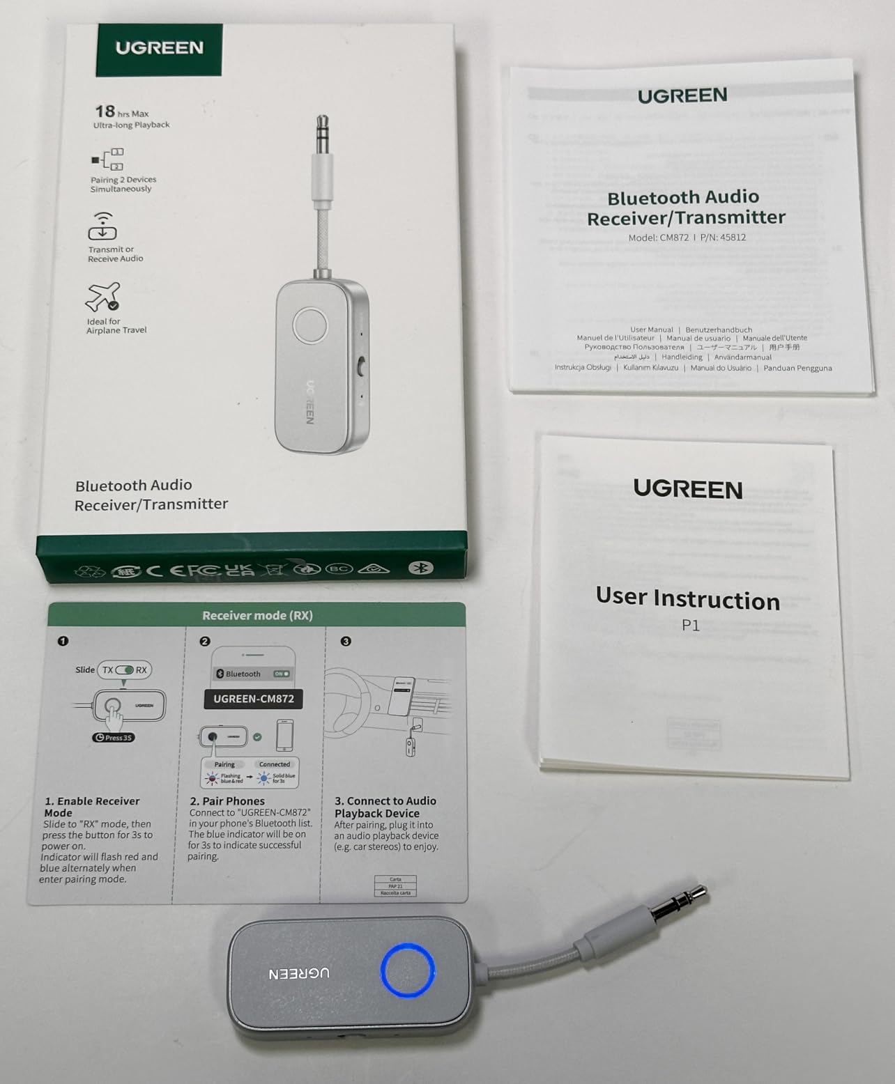 UGREEN Airplane Bluetooth 6.0 Transmitter Receiver for 2 Airpods or Headphones, Airplane Travel Essentials 2-in-1 Wireless Bluetooth Adapter, 3.5MM AUX Jack Adapter on Flight, TV, Car Stereo Customer Review UGREEN Airplane Bluetooth 6.0 Transmitter Receiver for 2 Airpods or Headphones, Airplane Travel Essentials 2-in-1 Wireless Bluetooth Adapter, 3.5MM AUX Jack Adapter on Flight, TV, Car Stereo - Customer Photo 2