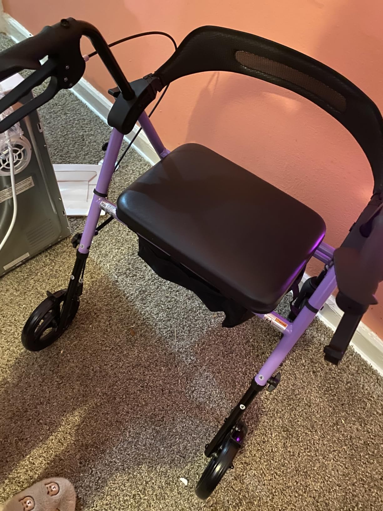 HOMLAND Foldable Rollator Walkers with Seat for Seniors, 8'' Big Wheels, 350 lb. Weight Capacity, Adjustable Handles and Seat Height, Lightweight Rolling Walker, Red - Customer Photo 2