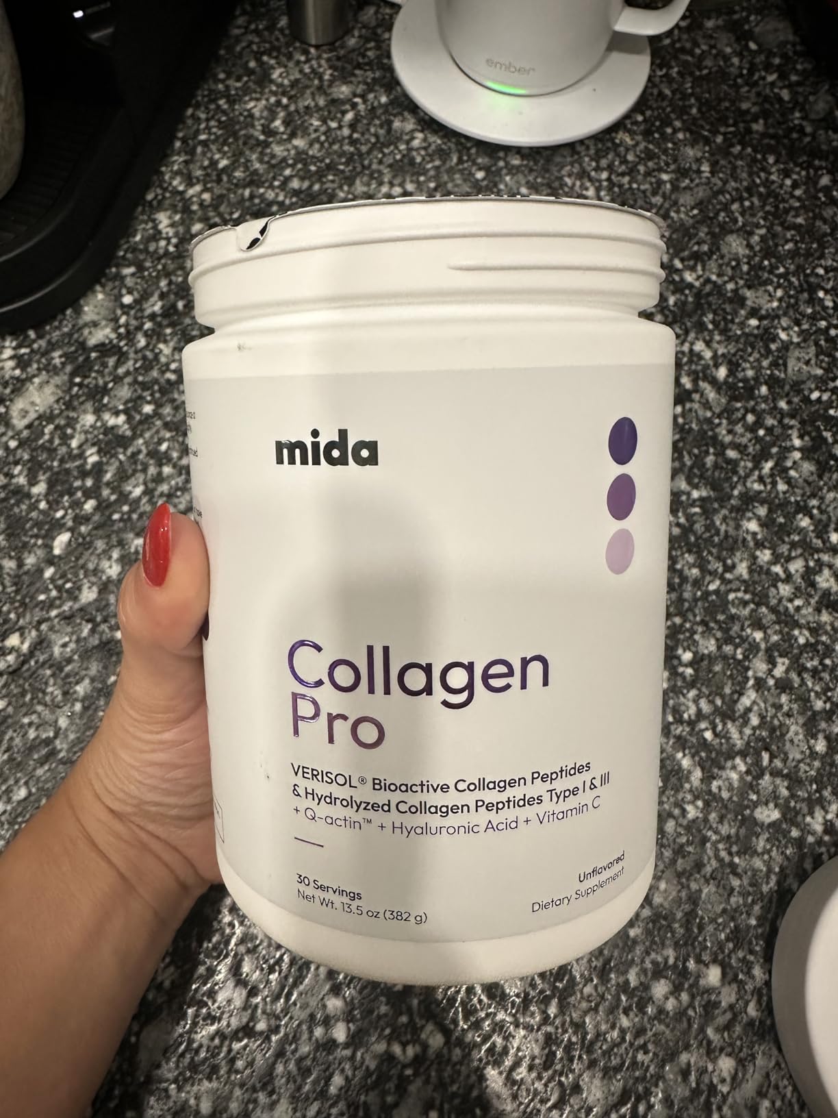 VERISOL® Hydrolyzed Collagen Peptides Type I & III with Vitamin C, Hyaluronic Acid, Biotin, Q-ACTIN® | Unflavored Protein Powder for Smooth Skin, Thick Hair, Strong Nails & Joint Health | 30 Servings - Customer Photo 2