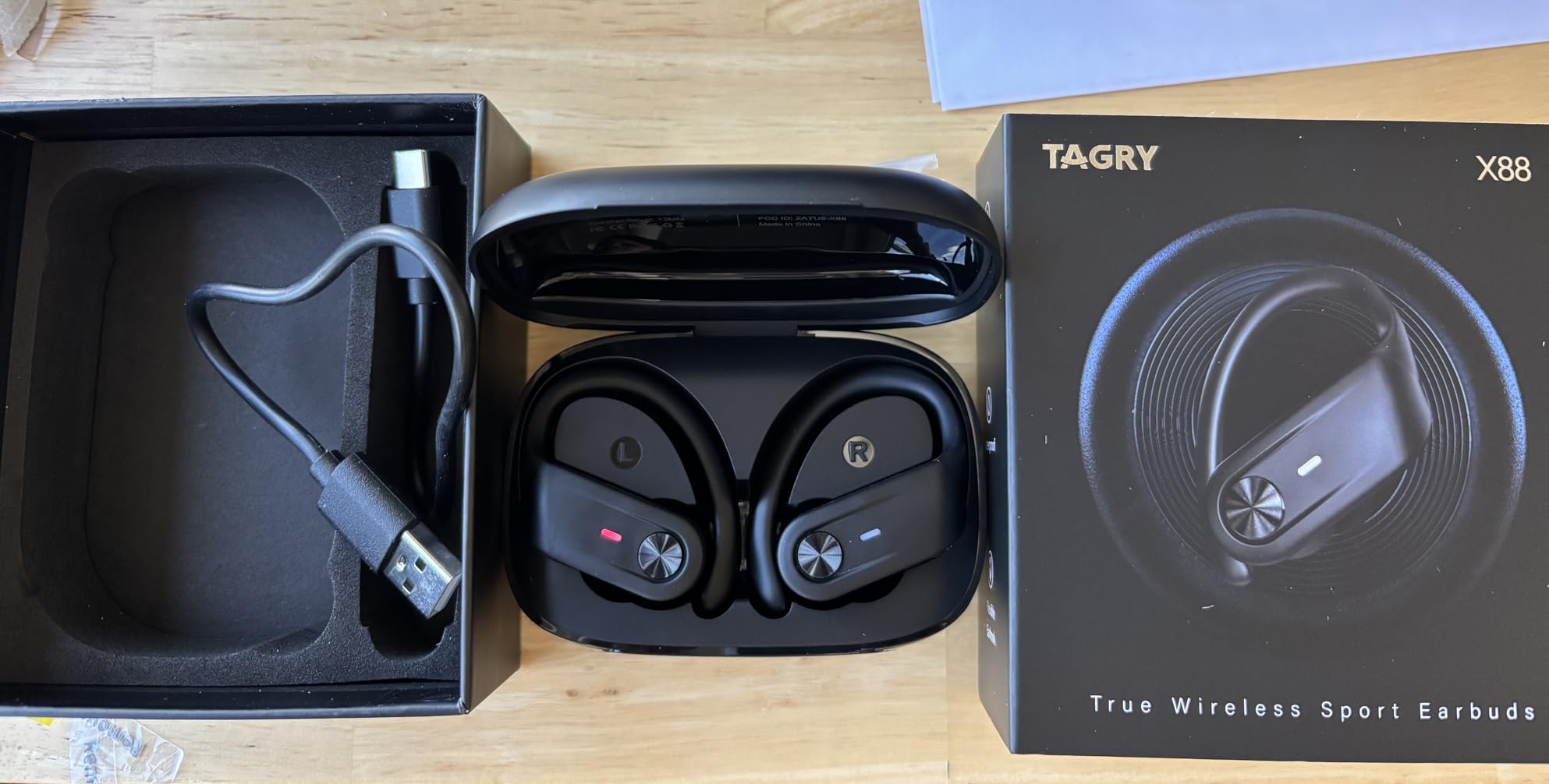 TAGRY Bluetooth Headphones Wireless Earbuds 80Hrs Playtime IPX7 Waterproof Digital Display Sport Ear Buds with Earhook Mic in-Ear Earphones Stereo Sound Earbud for Workout Running Exercise Gym Black - Customer Photo 3