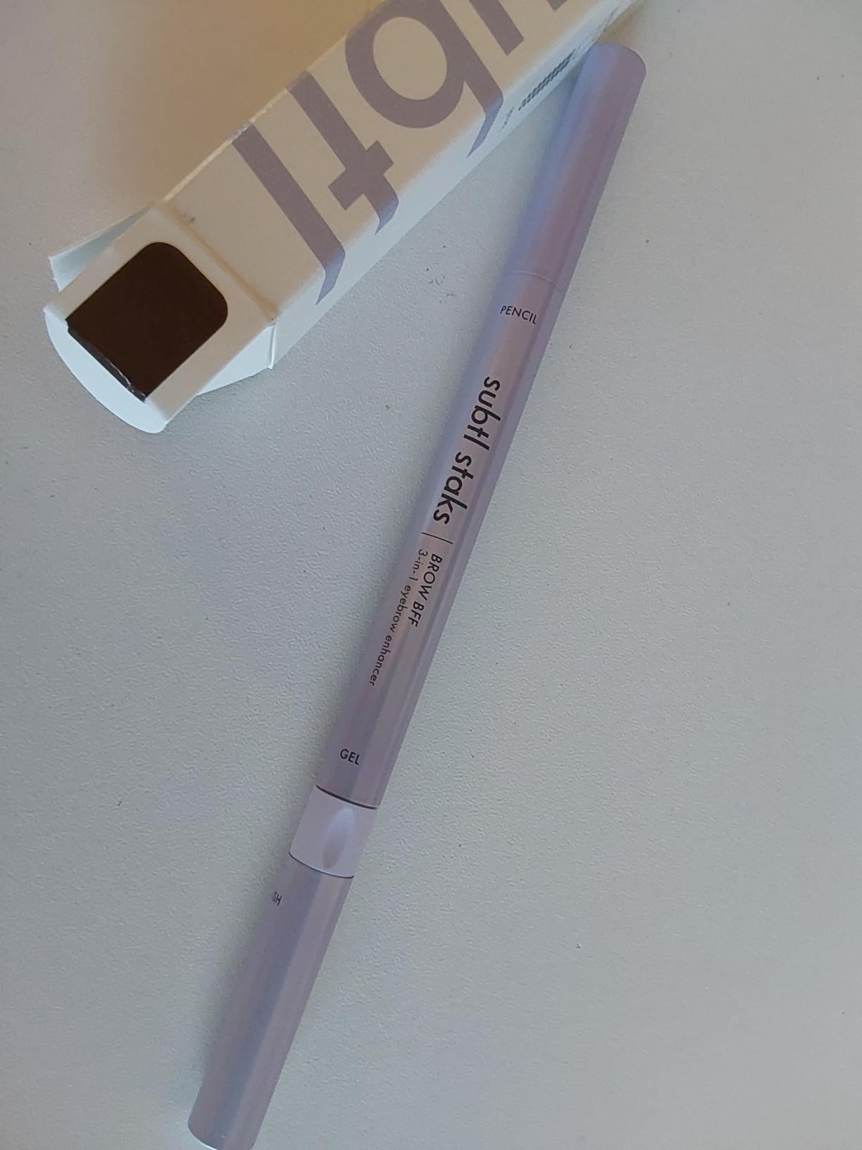 3-in-1 Brow Pencil - Vegan, Smudge-Proof, with Spoolie Brush and Clear Gel - Best Eyebrow Pencil for Fluffing, Filling, and Setting Brows, Dark Brown Customer Review 3-in-1 Brow Pencil - Vegan, Smudge-Proof, with Spoolie Brush and Clear Gel - Best Eyebrow Pencil for Fluffing, Filling, and Setting Brows, Dark Brown - Customer Photo 1