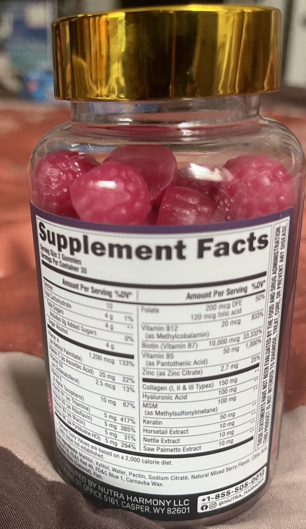 Biotin Gummies with Collagen - Hair Growth Support Skin, & Nail Strength - for Women & Men - Biotin 10000mcg | Keratin | Hyaluronic Acid | B-Complex | Saw Palmetto - Sugar-Free, Mixed Berry - 60 Gummy Customer Review Biotin Gummies with Collagen - Hair Growth Support Skin, & Nail Strength - for Women & Men - Biotin 10000mcg | Keratin | Hyaluronic Acid | B-Complex | Saw Palmetto - Sugar-Free, Mixed Berry - 60 Gummy - Customer Photo 4