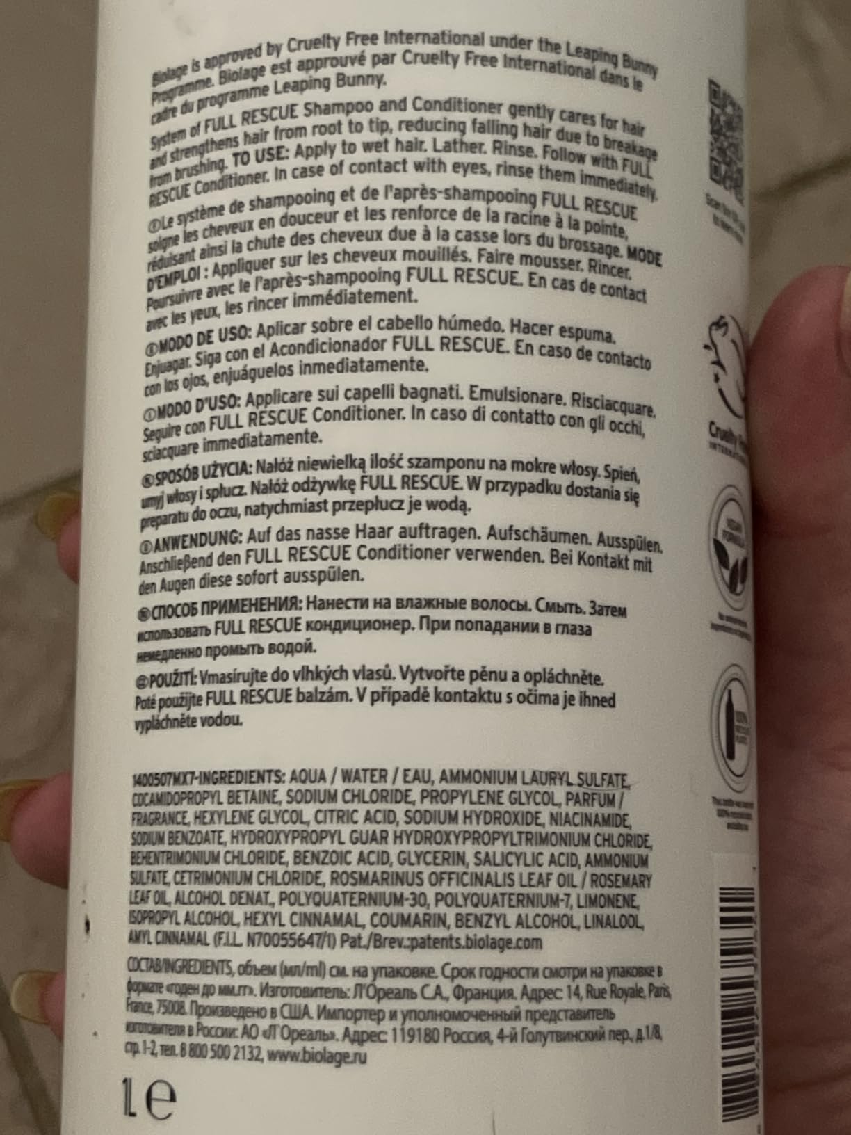 Biolage Full Rescue Shampoo for Thin Hair - Fortifies & Strengthens for Instantly Fuller-Looking Hair, Rosemary Oil & Niacinamide, Vegan & Cruelty-Free - Customer Photo 2