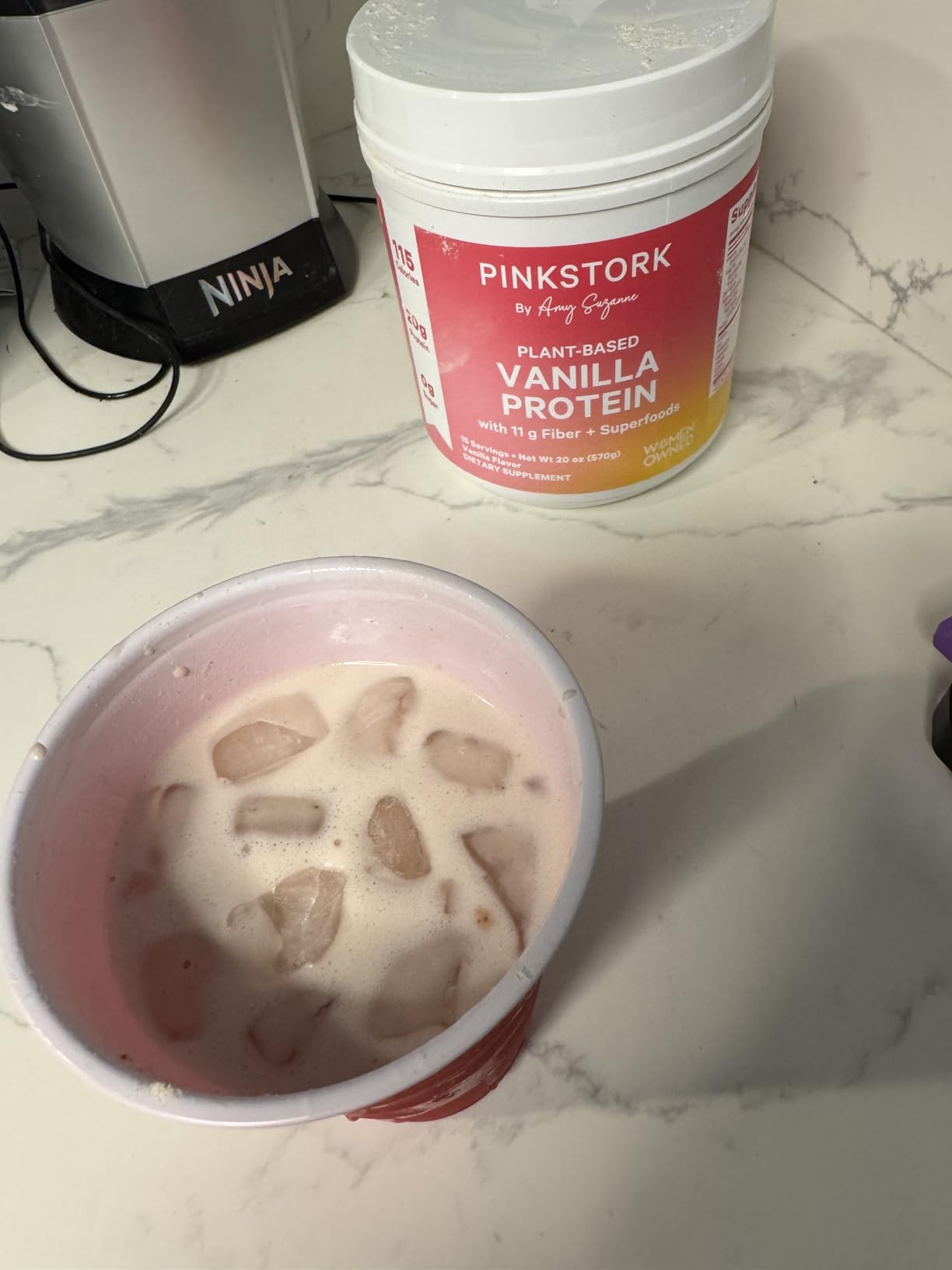 Pink Stork Protein Powder for Women, 20g Plant Based Protein Powder with Fiber + Superfoods, Gluten Free, Dairy Free, Sugar Free, Vanilla Protein Shake - 15 Scoops - Customer Photo 2