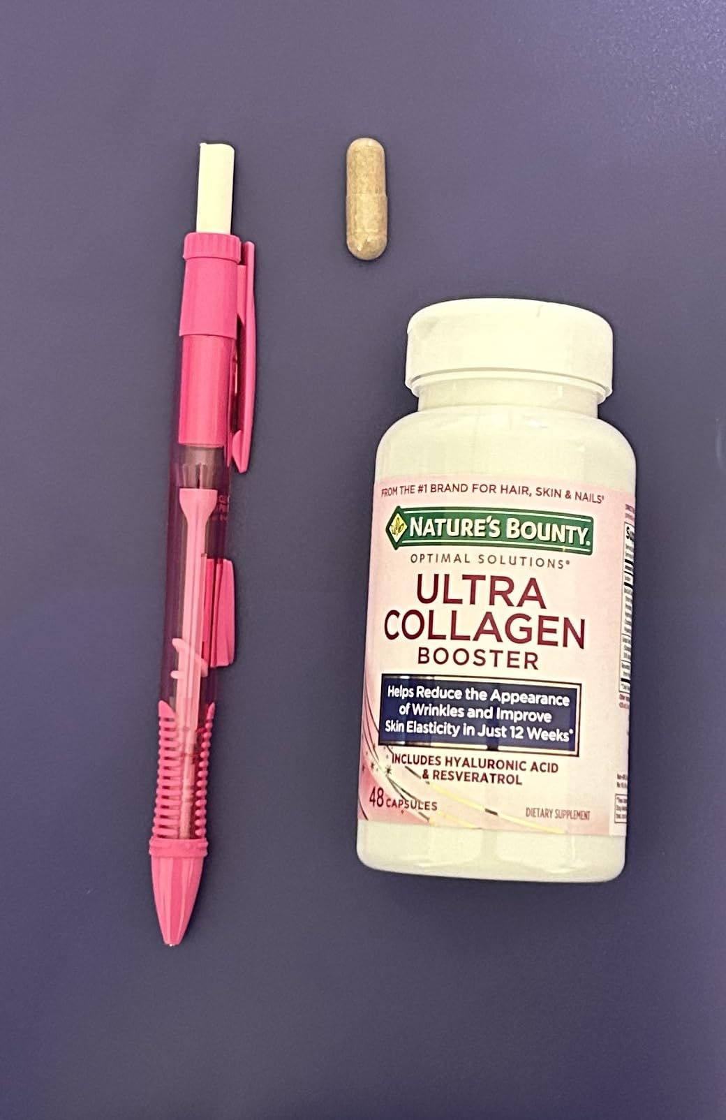 Nature's Bounty Optimal Solutions Ultra Collagen Booster for Healthy-Aging Supplement, Resveratrol, Hyaluronic Acid – Collagen Capsules for Women, 48 Capsules - Customer Photo 4