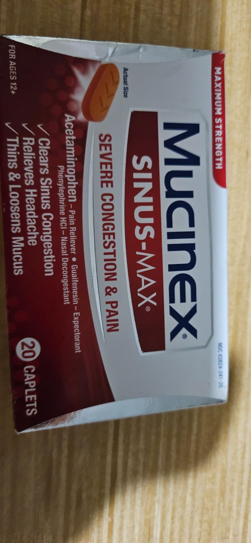 Mucinex Rapid Clear Maximum Strength Cold Medicine & Expectorant, Fever, Pain, Headache, & Excess Mucus Relief with Acetaminophen & Guaifenesin, Rapid Release Caplets for Adults, 20 Count Customer Review Mucinex Rapid Clear Maximum Strength Cold Medicine & Expectorant, Fever, Pain, Headache, & Excess Mucus Relief with Acetaminophen & Guaifenesin, Rapid Release Caplets for Adults, 20 Count - Customer Photo 1