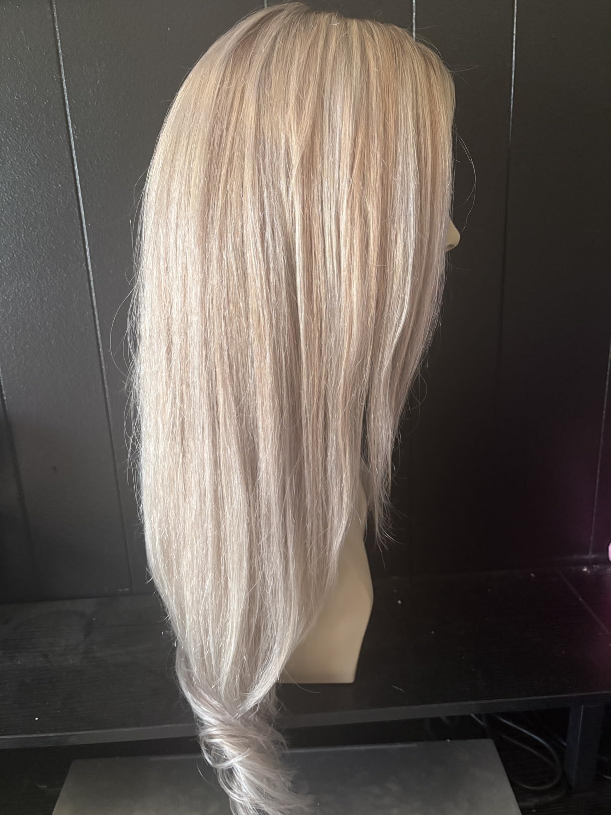 Munx Ash Blonde Wig Human Hair, 13x6 Lace Front Wigs 180% Density Low Highlights Blonde Deep Hairline Straight Lace Frontal Wigs for White Women Pre Plucked Dark Brown Roots Human Hair 18Inch - Customer Photo 1