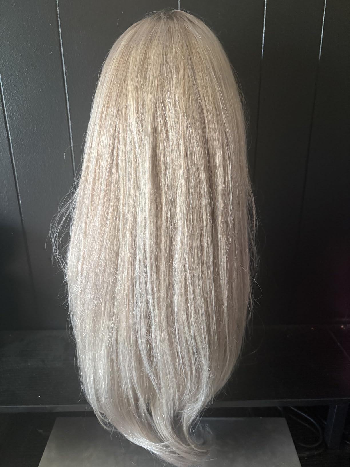 Munx Ash Blonde Wig Human Hair, 13x6 Lace Front Wigs 180% Density Low Highlights Blonde Deep Hairline Straight Lace Frontal Wigs for White Women Pre Plucked Dark Brown Roots Human Hair 18Inch - Customer Photo 2