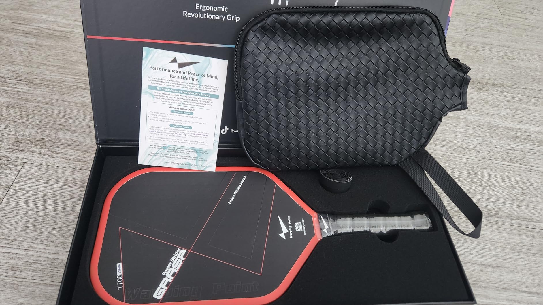 Warping Point Carbon Fiber Pickleball Paddle | Endura Friction Surface For Maximum Spin | Multi-Layer Carbon Fiber Edgeless Design | Long Handle for Two-Handed Backhands | Polypropylene Honeycomb Core - Customer Photo 1