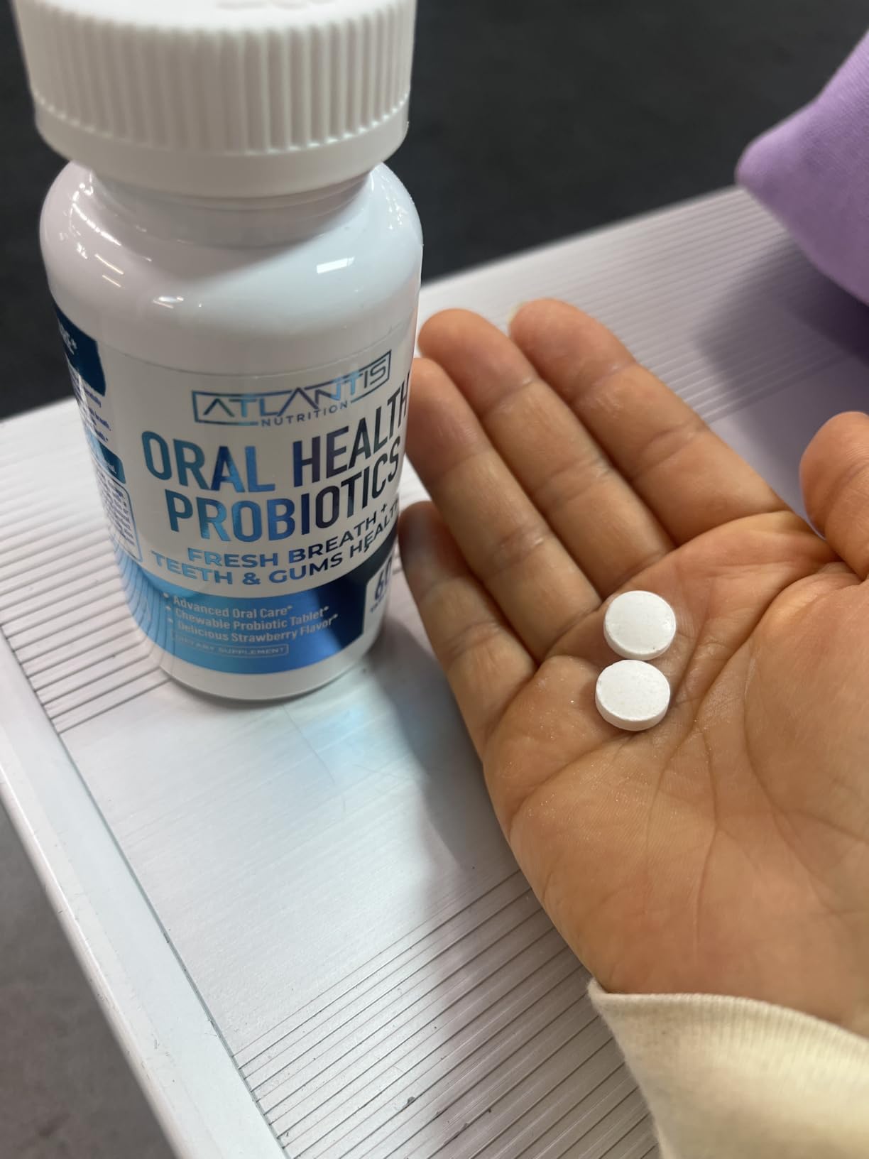 Oral Probiotics Chewable Tablet - Dental Probiotic for Gum & Teeth Care - Chronic Bad Breath Treatment for Adults - 3 Billion CFU Probiotic Blend - Strawberry Flavor Tablets - Customer Photo 1