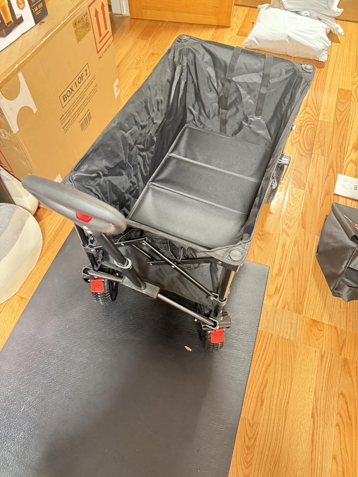 Beach Wagon with 9x3 Big Rubber Wheels for Sand, 350lbs Heavy Duty 200L Collapsible Utility Wagon, Easy Transport & Storage, Ideal for Sport, Camping, All-Terrain Outdoor Activities, Black - Customer Photo 3